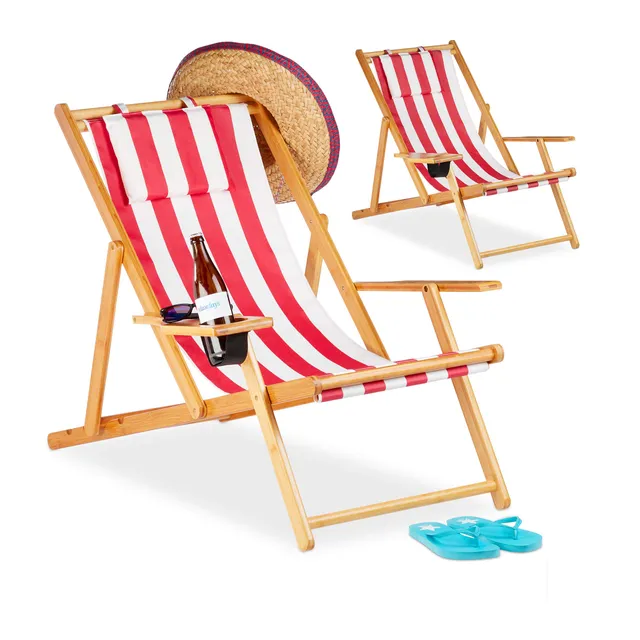 relaxdays-liegestuhl-2er-set-bambus-strandliegestuhl-klappbar-mit-getr-nkehalter image 1