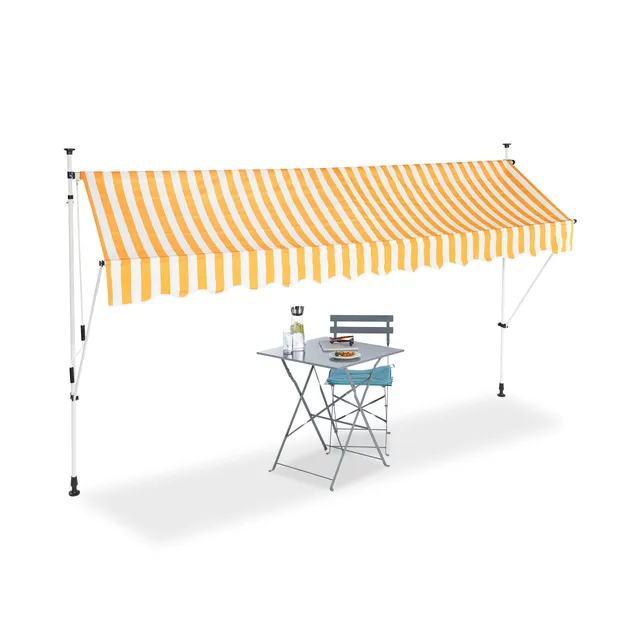 relaxdays-klemmmarkise-350-cm-gelb-gestreift-sonnenschutz-ohne-bohren image 1
