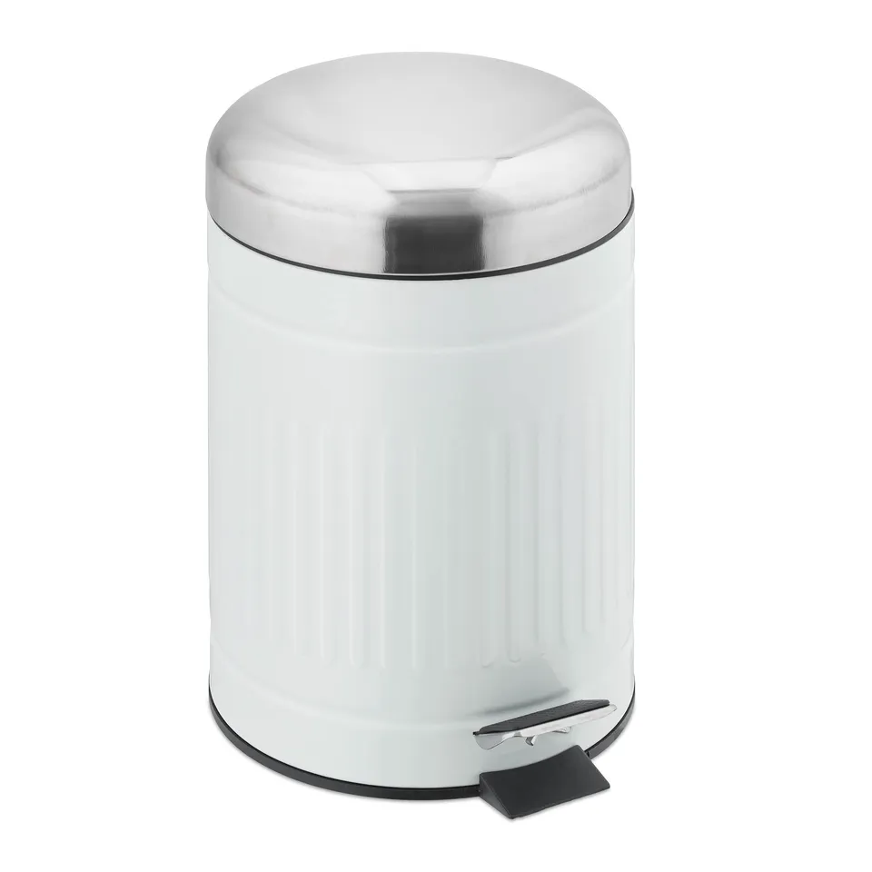 relaxdays-kosmetikeimer-5-liter-treteimer-wei-metall-mit-softclose image 1