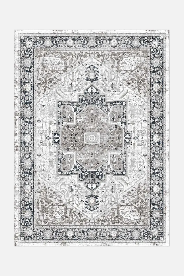 teppana-heriz-quarz-teppich-waschbarer-perser-teppich-grau image 1