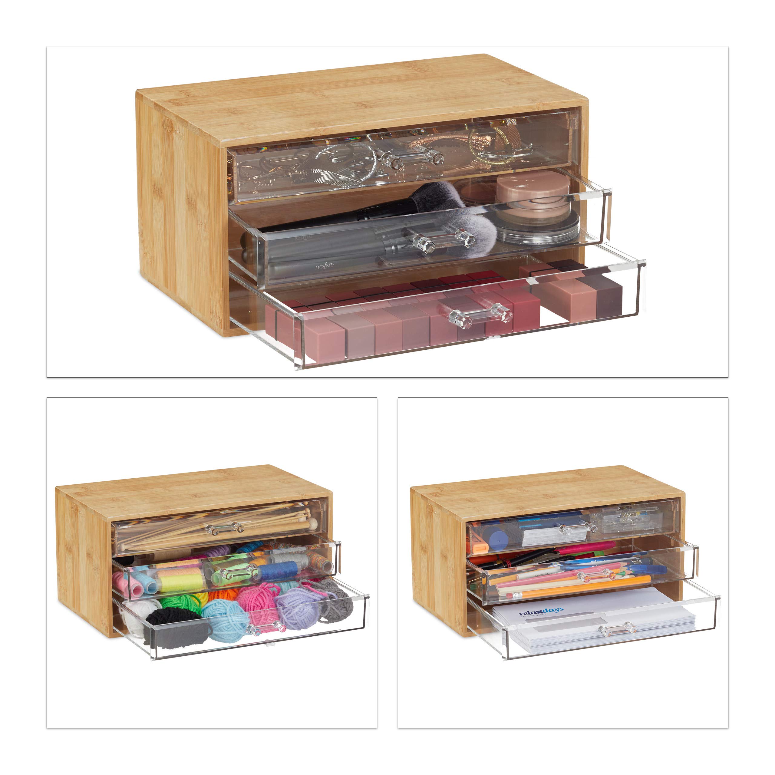 relaxdays-kosmetik-organizer-bambus-schubladenbox-mit-3-schubladen-natur image 3