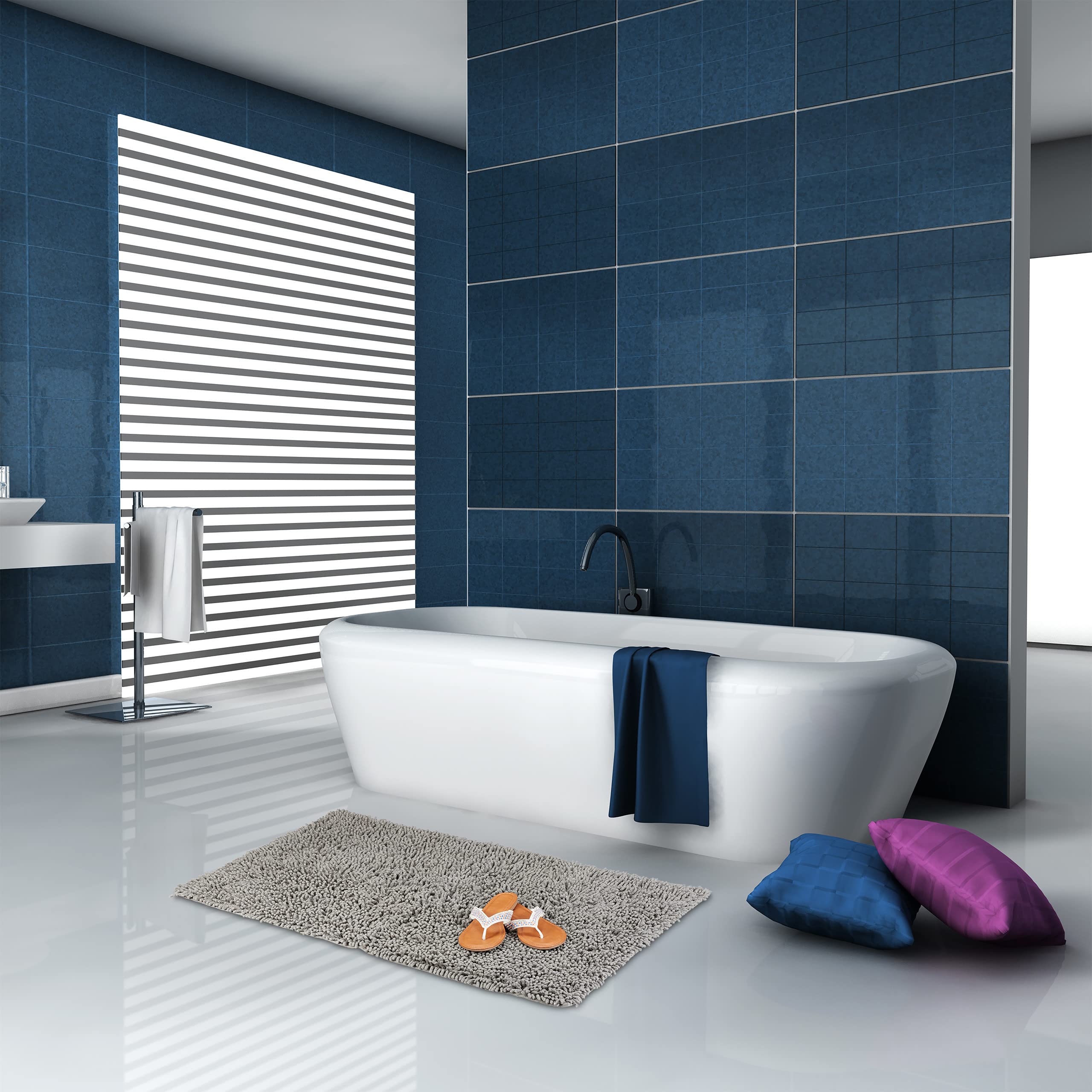 relaxdays-shaggy-badematte-hochflor-teppich-120-x-70-cm-grau image 4