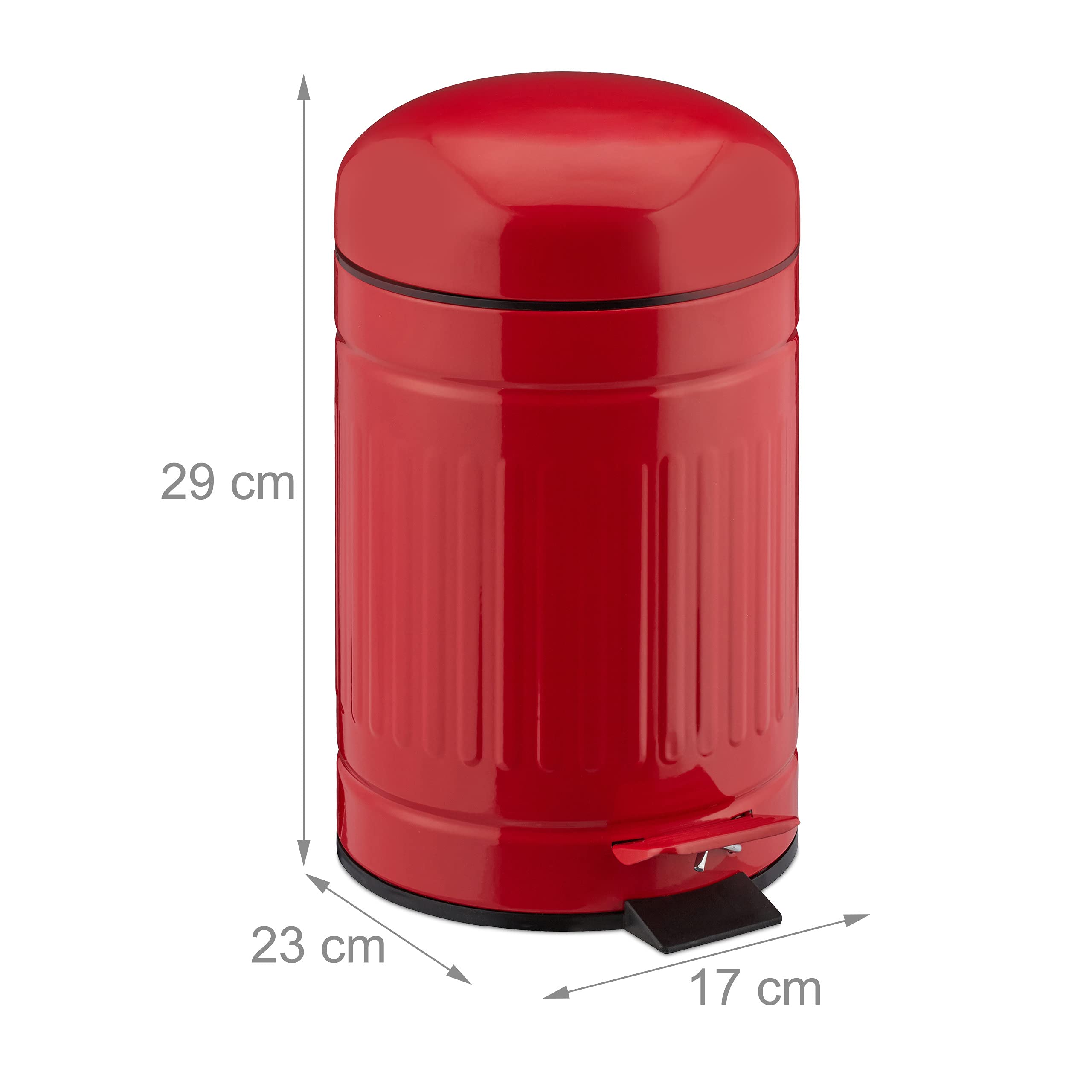 relaxdays-treteimer-3-liter-mit-absenkautomatik-metall-rot image 4