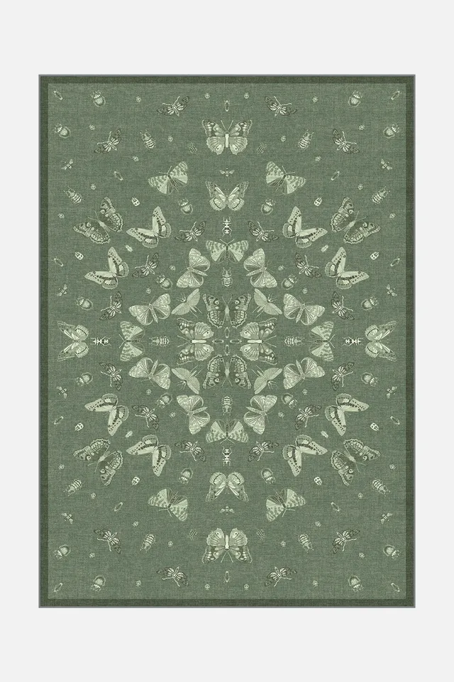 teppana-schmetterling-salbei-teppich-waschbar-gr-n image 1