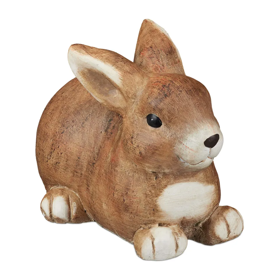 relaxdays-gartenfigur-hase-sitzender-langohr-aus-keramik-braun-frostsicher-wette image 1