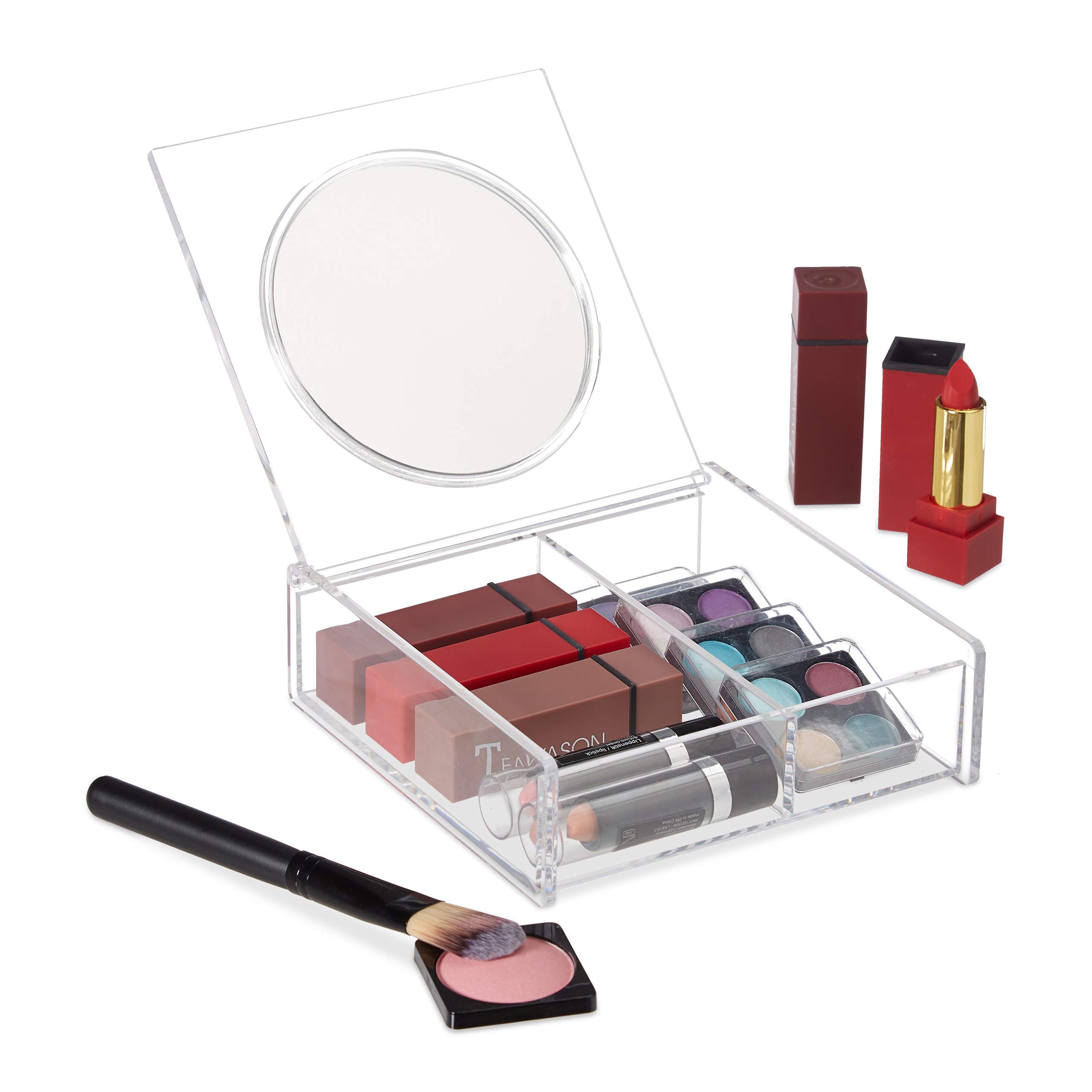 relaxdays-make-up-organizer-acryl-mit-spiegel-transparent image 1