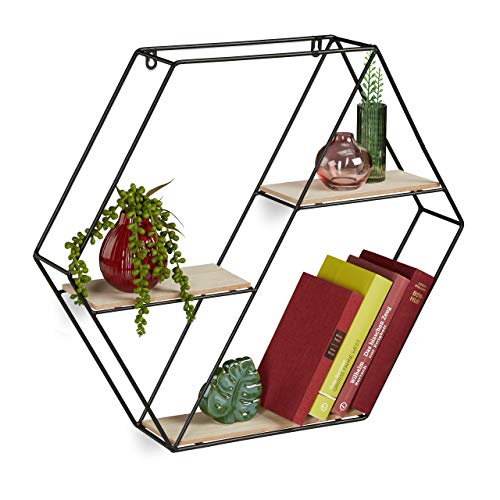 relaxdays-hexagon-wandregal-mit-3-ablagen-51x59x11-cm-natur-schwarz image 8
