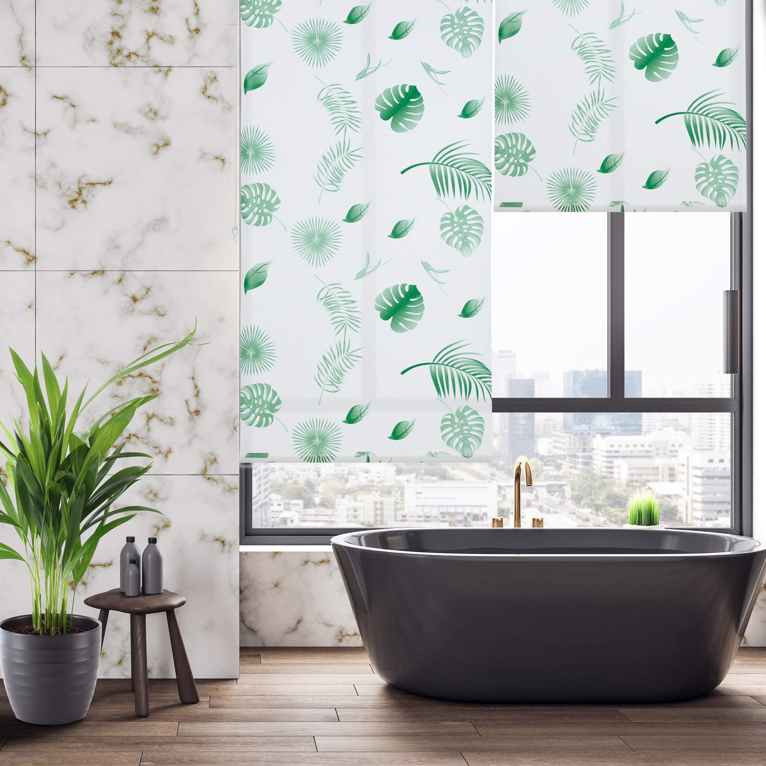 relaxdays-duschrollo-bl-tter-60x240-cm-wei-gr-n image 5