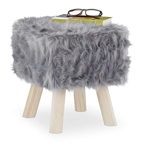 relaxdays-fellhocker-kunstfell-grau-mit-holzbeinen-37x32x32-cm image 8