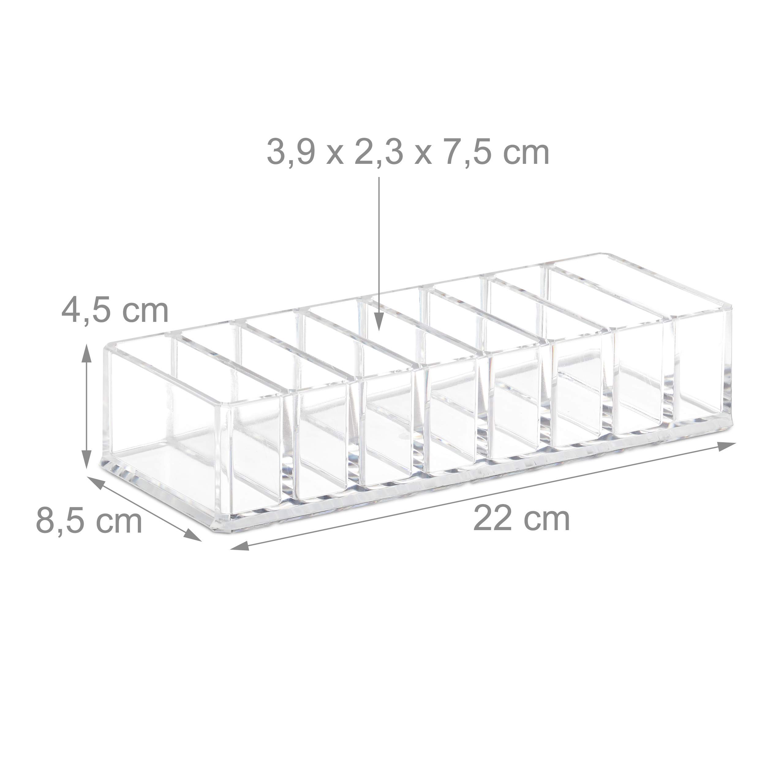 relaxdays-make-up-organizer-transparent-mit-8-f-chern-flach-4-5-x-22-x-8-5-cm image 4
