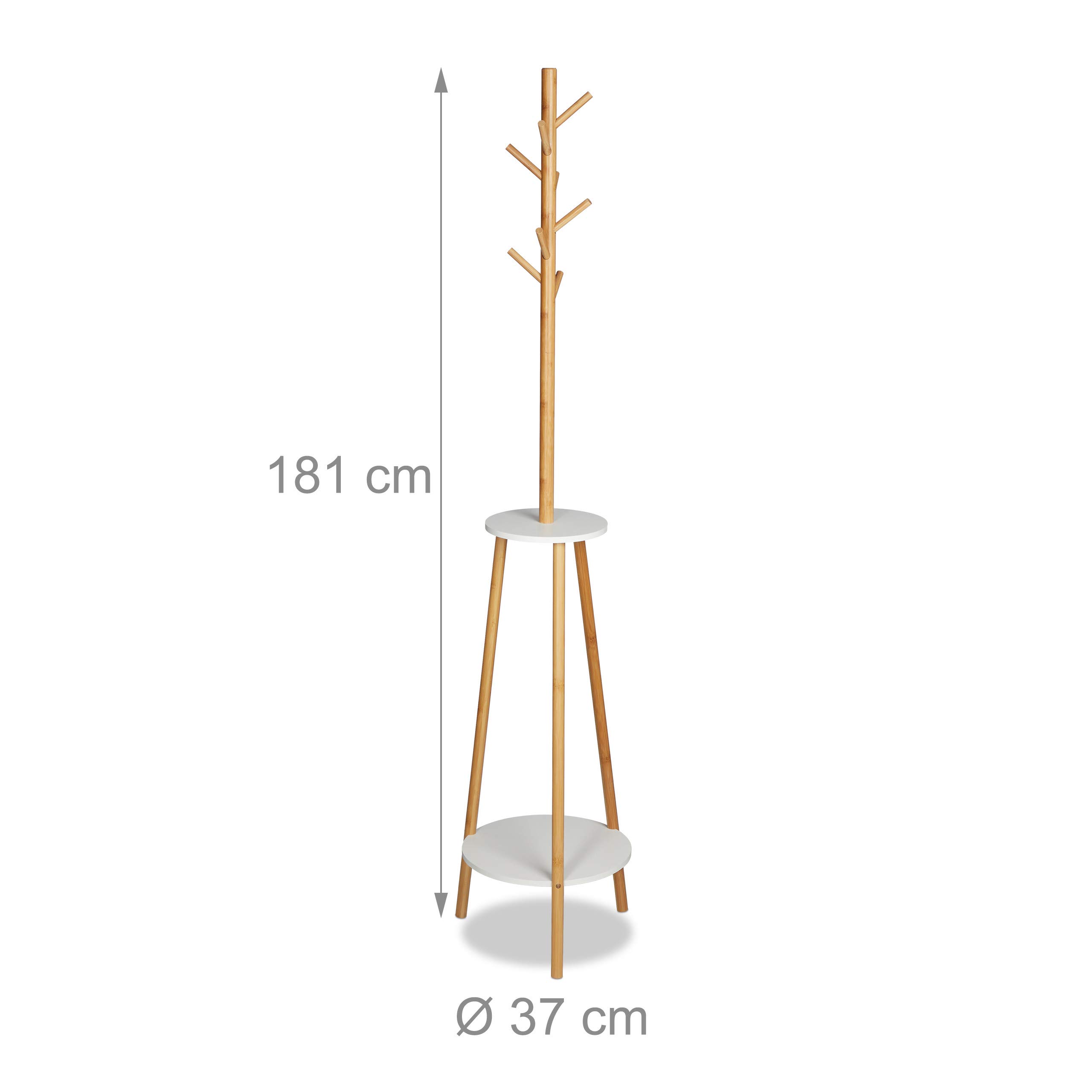 relaxdays-garderobenst-nder-bambus-8-haken-2-ablagen-181x37-cm-natur-wei image 4