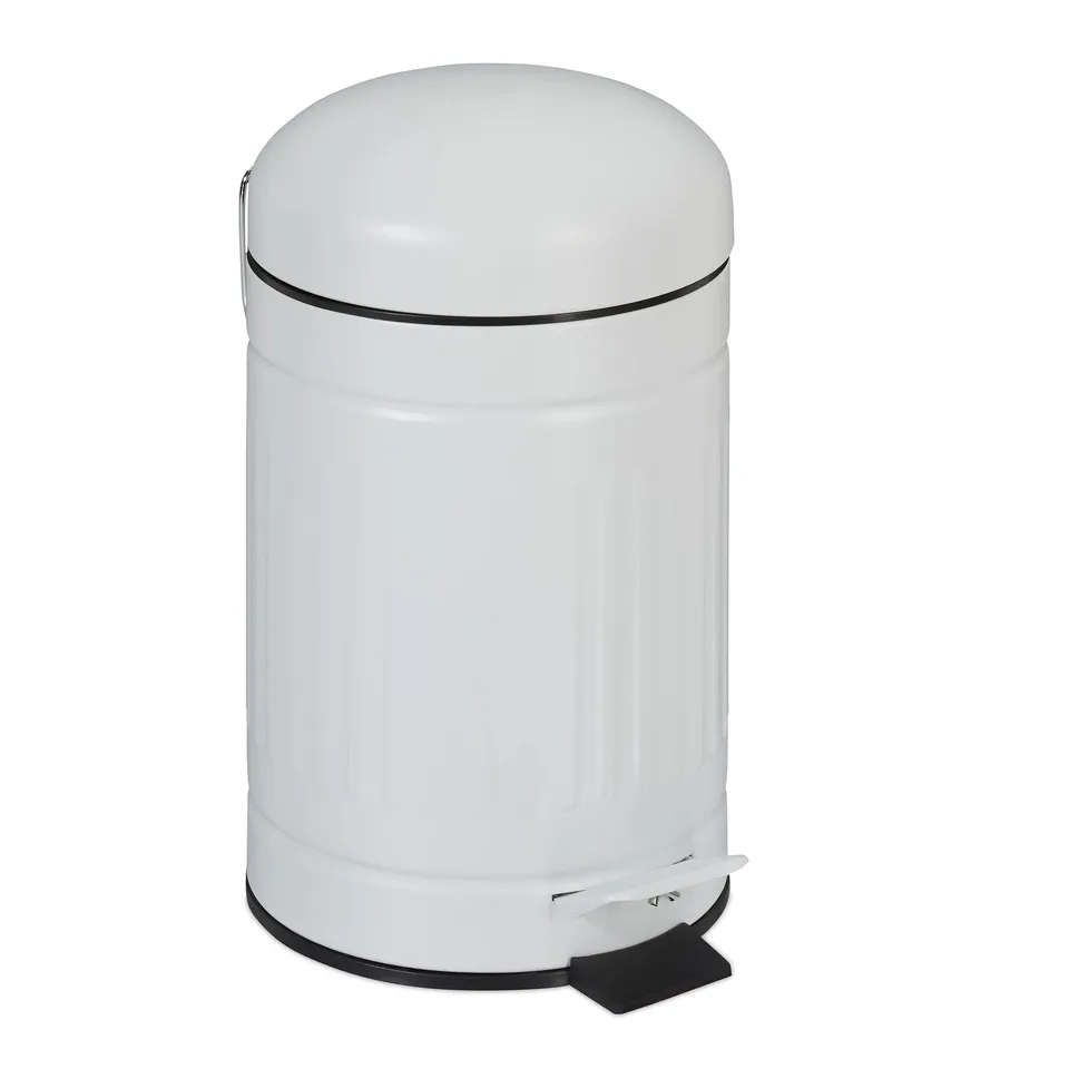 relaxdays-kosmetikeimer-3-liter-treteimer-metall-wei image 1