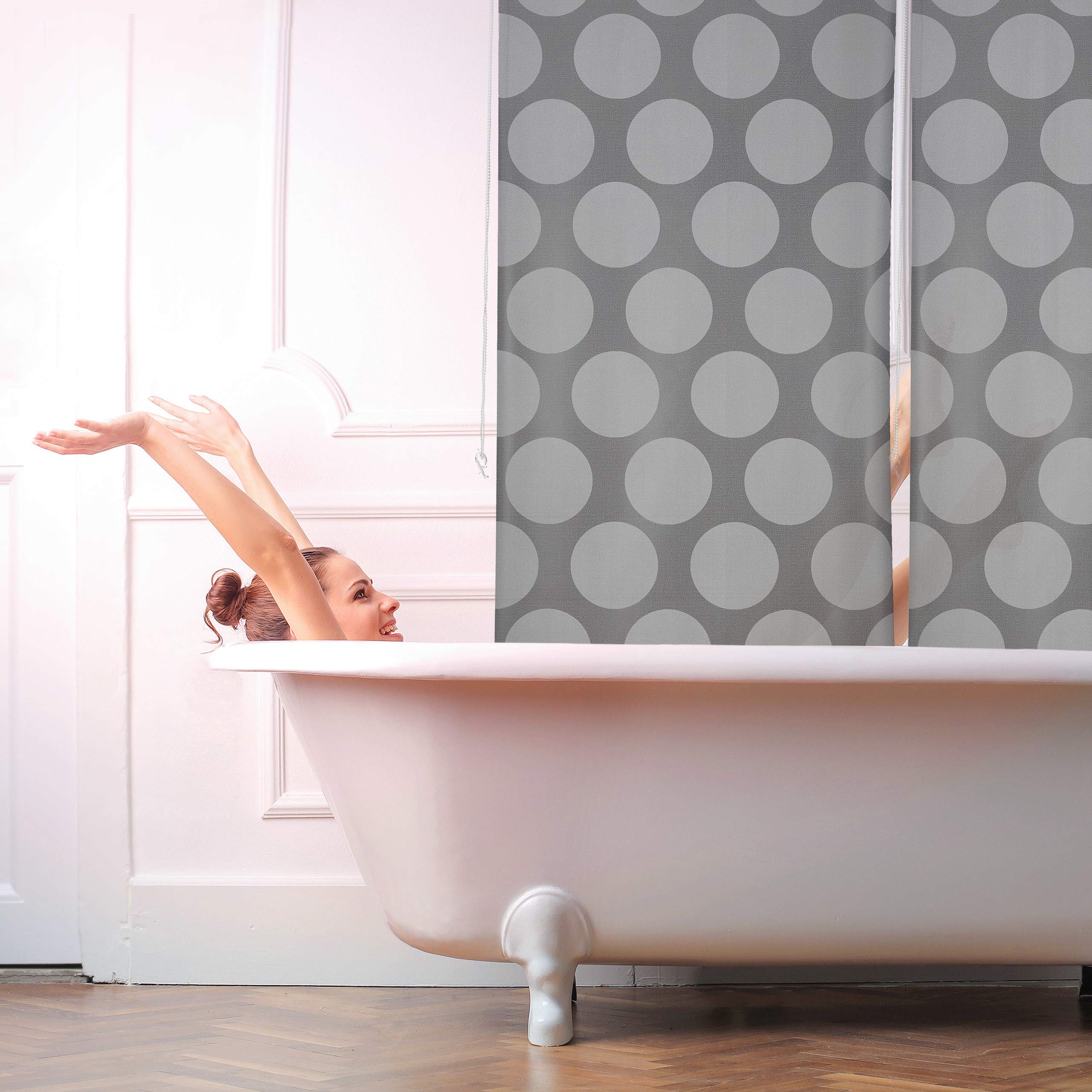 relaxdays-duschrollo-80x240-cm-seilzug-grau-punkte image 3