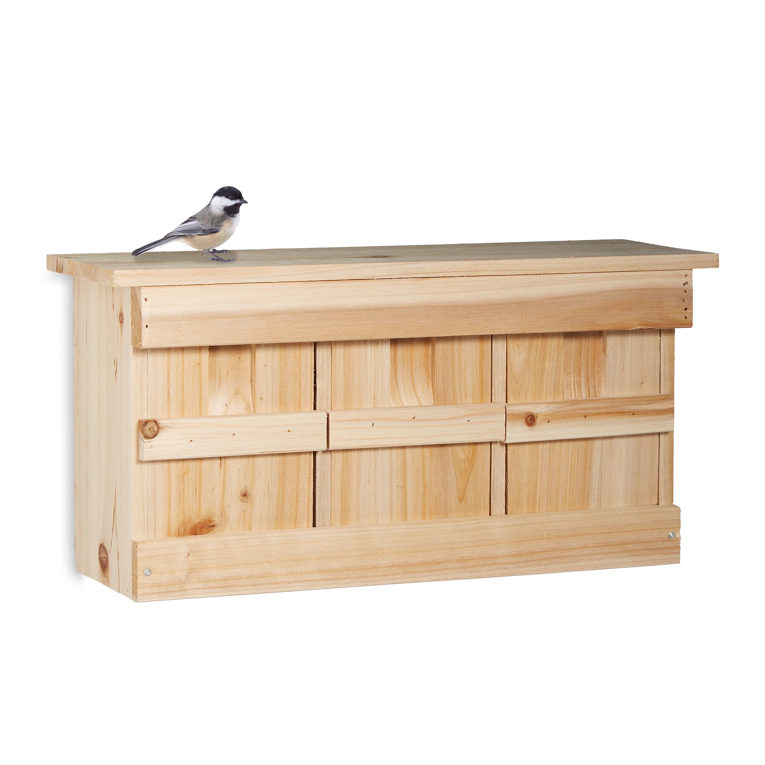 relaxdays-nistkasten-spatzen-3-kammern-holz-21-5-x-43-x-14-5-cm-naturfarben image 1