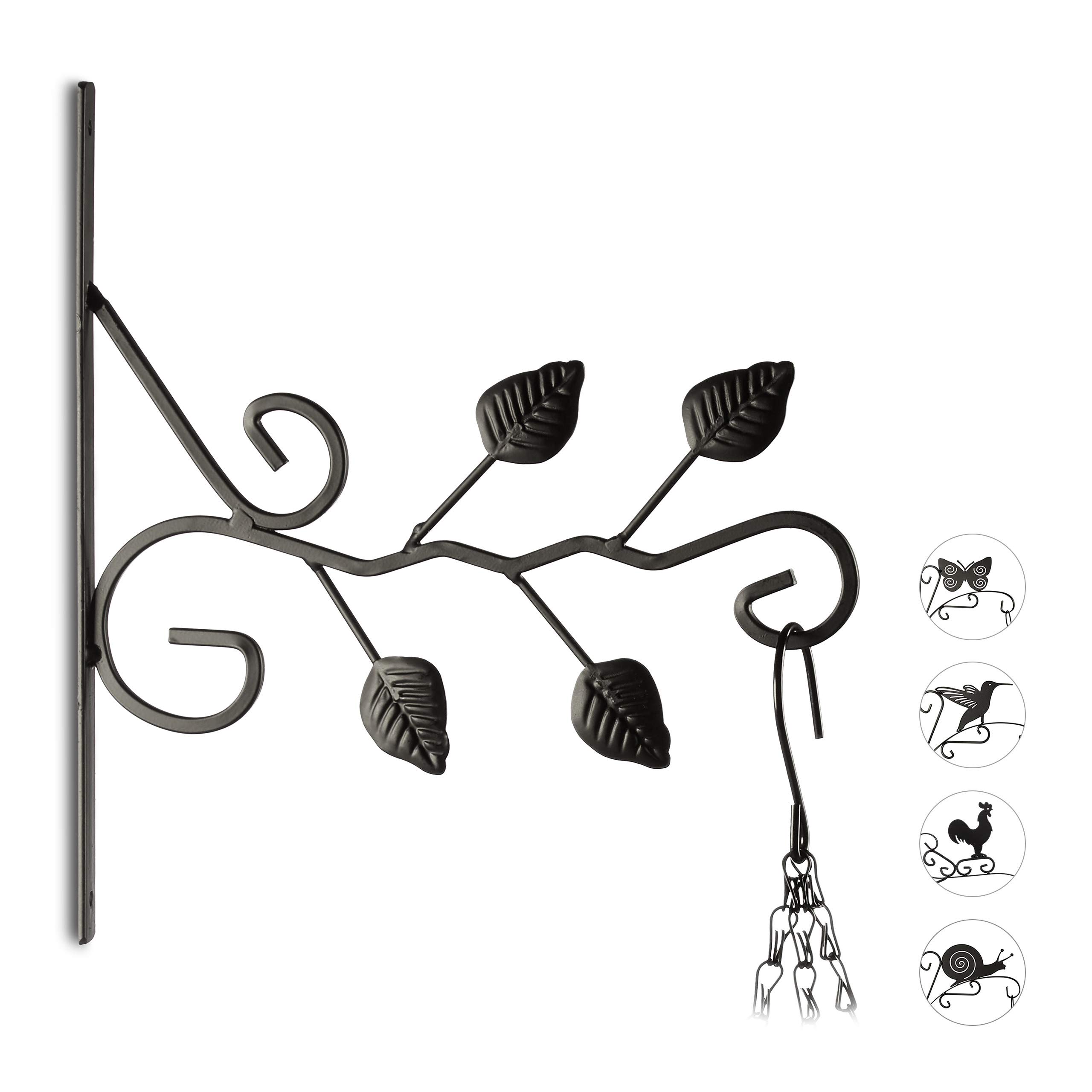 relaxdays-blumenhaken-mit-bl-tter-motiv-wandhalter-f-r-blumenampel-30-5-x-28-cm- image 1
