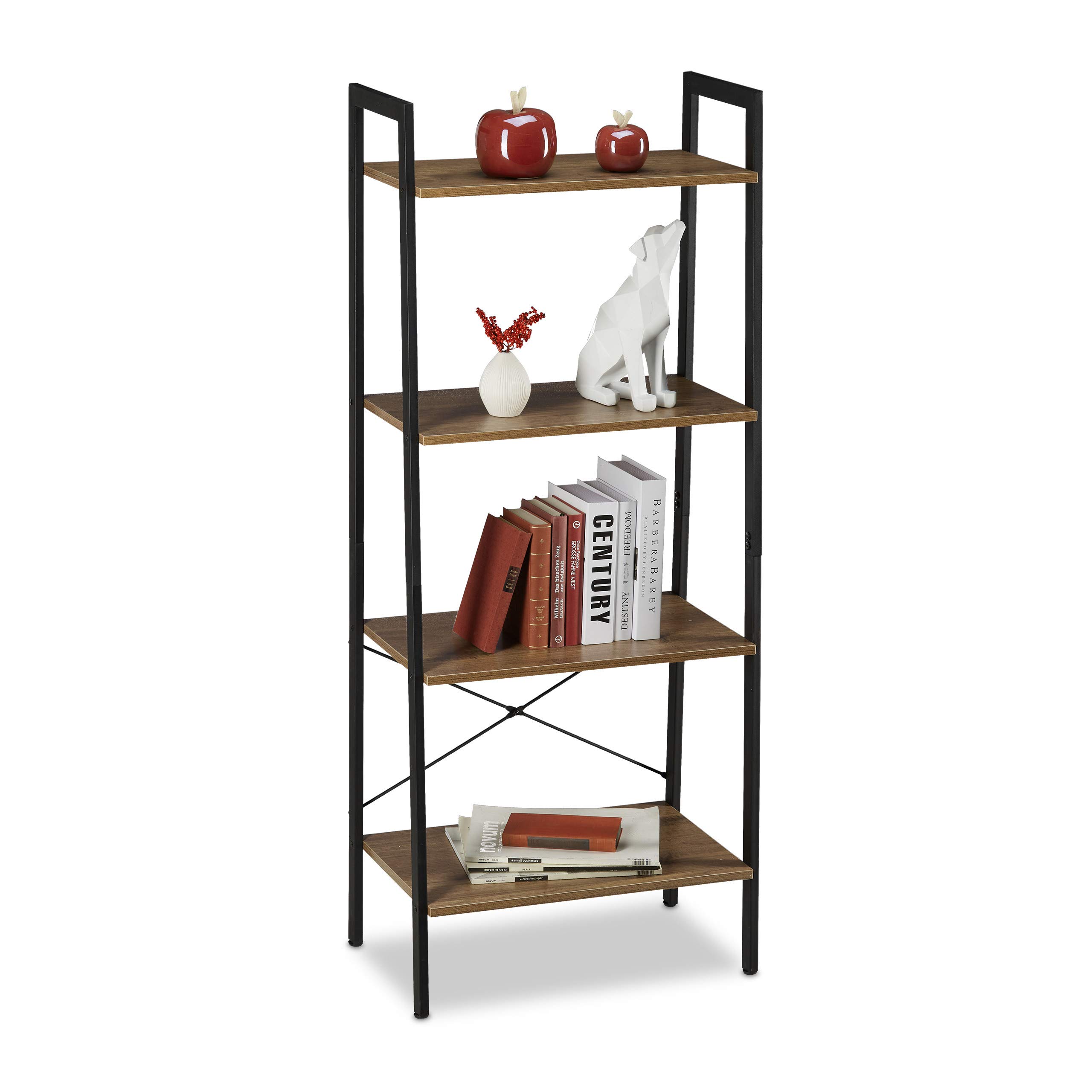 relaxdays-b-cherregal-leiterregal-4-etagen-industrial-136-5x56x34-cm image 1
