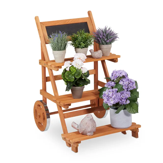 relaxdays-blumentreppe-3-stufen-holz-mit-r-dern-90-5-x-59-5-x-69-cm-hellbraun image 1