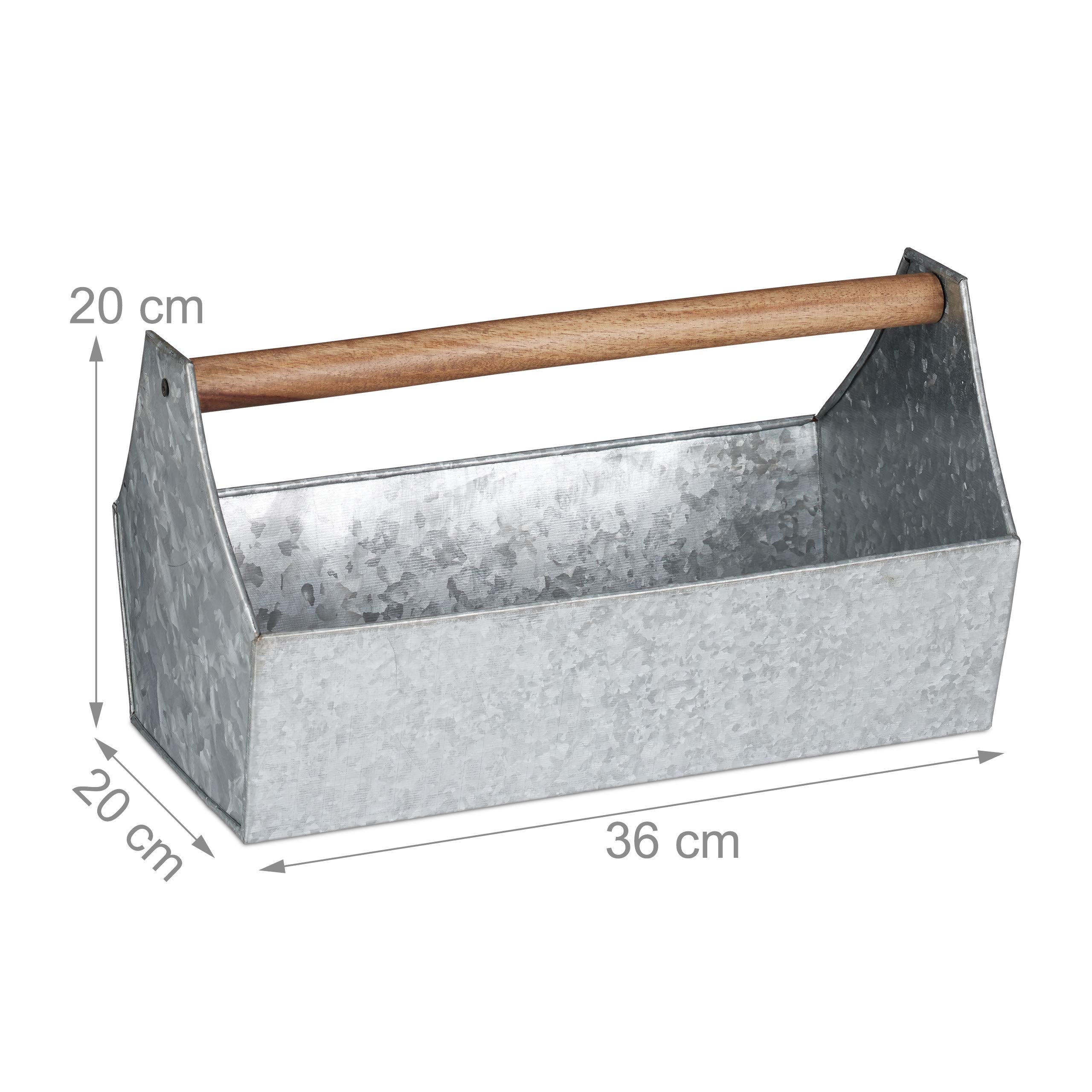 relaxdays-blumenkasten-eisen-silber-mit-holzgriff-20-x-36-x-20-cm image 4