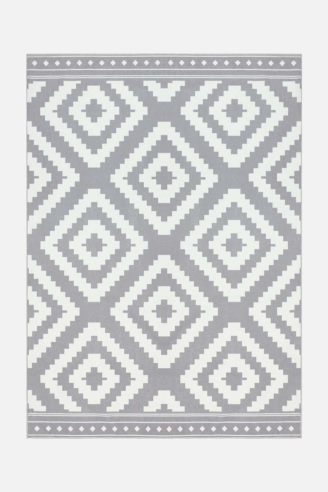teppana-skandi-grau-teppich-waschbarer-teppich-grau-silber-geometrisch image 1