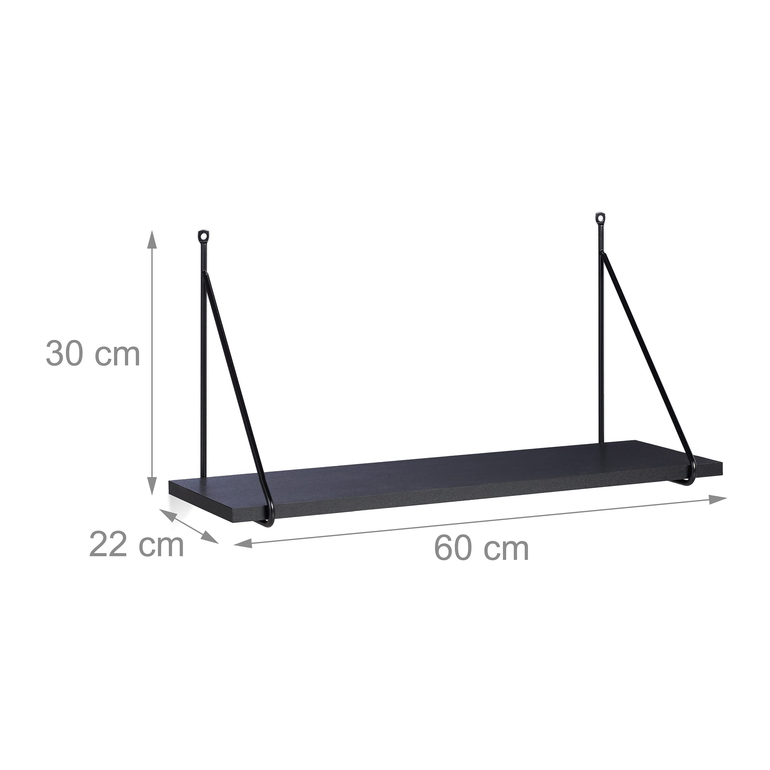 relaxdays-wandregal-schwarz-60-x-22-cm-mit-metallrahmen image 3