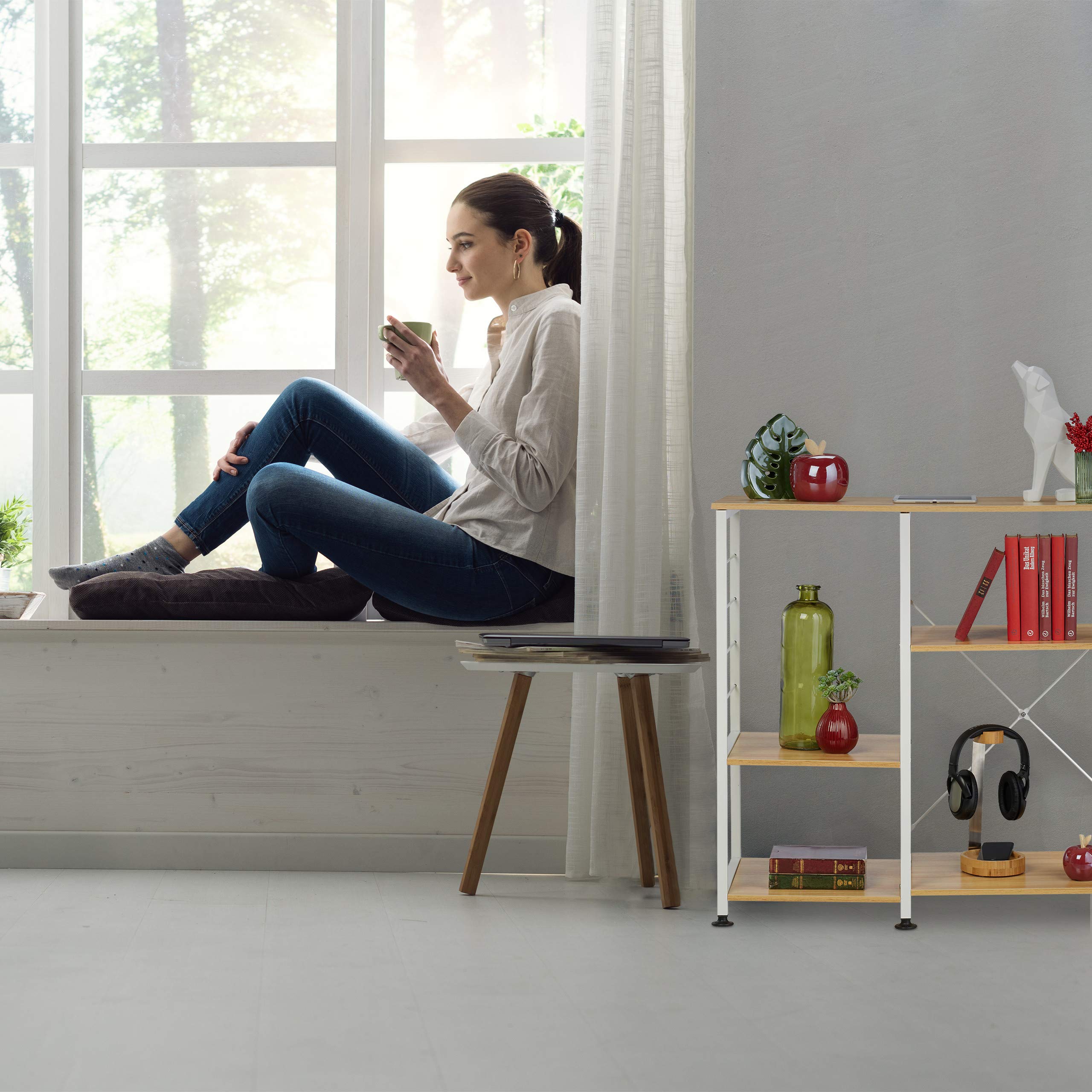 relaxdays-standregal-metall-holzoptik-offenes-wohnregal-84x90x40-cm-braun-wei image 4