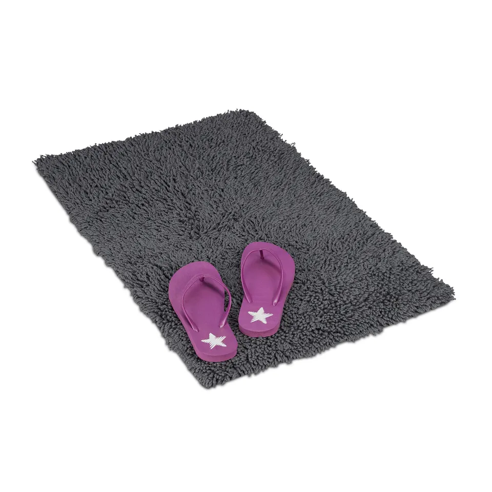 relaxdays-badematte-baumwolle-50x80-cm-grau-rutschfest-waschbar image 1