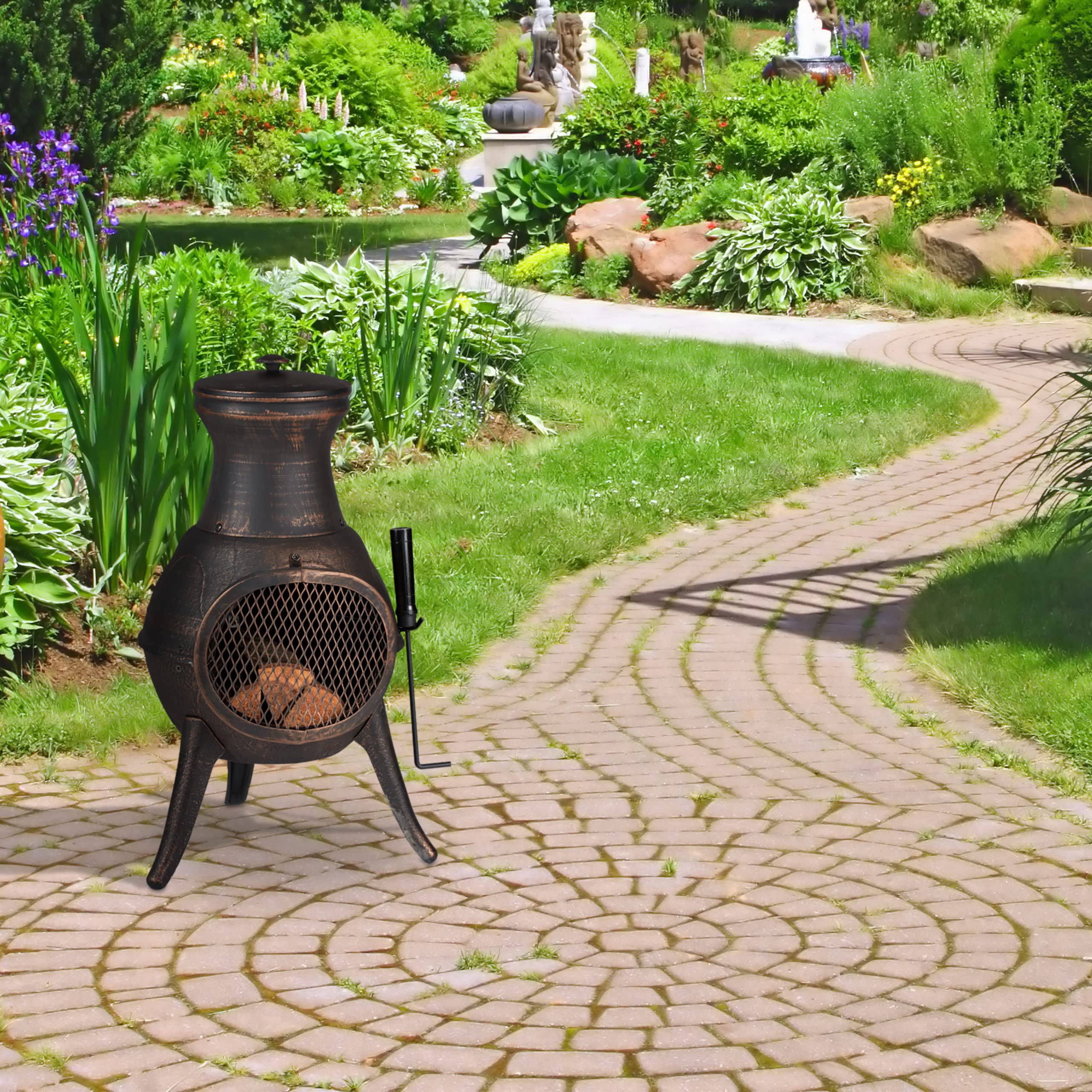 relaxdays-terrassenofen-gartenkamin-gusseisen-schwarz-bronze-71-5-x-39-x-35-cm image 2