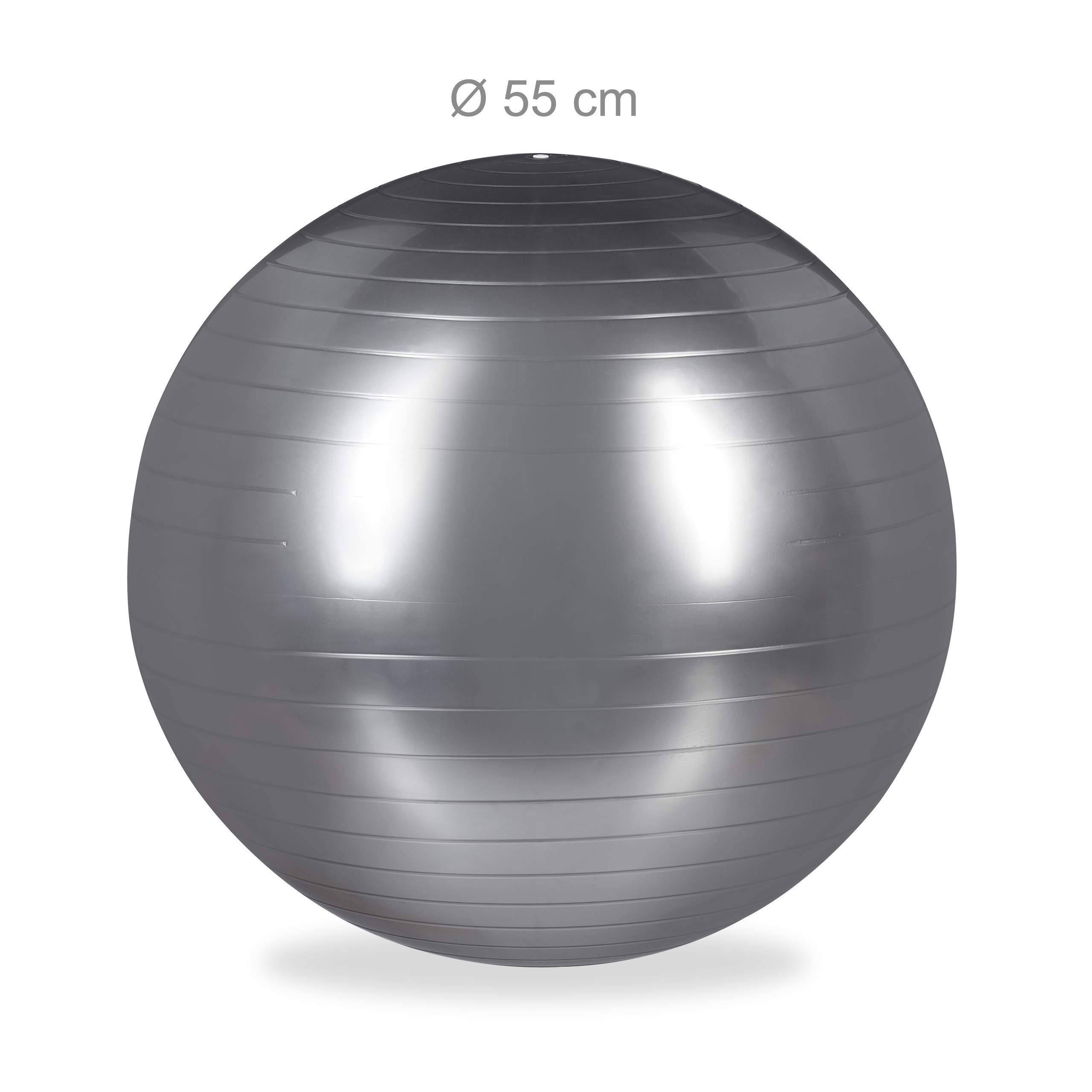 relaxdays-gymnastikball-55-cm-silber-fitnessball-mit-pumpe image 4