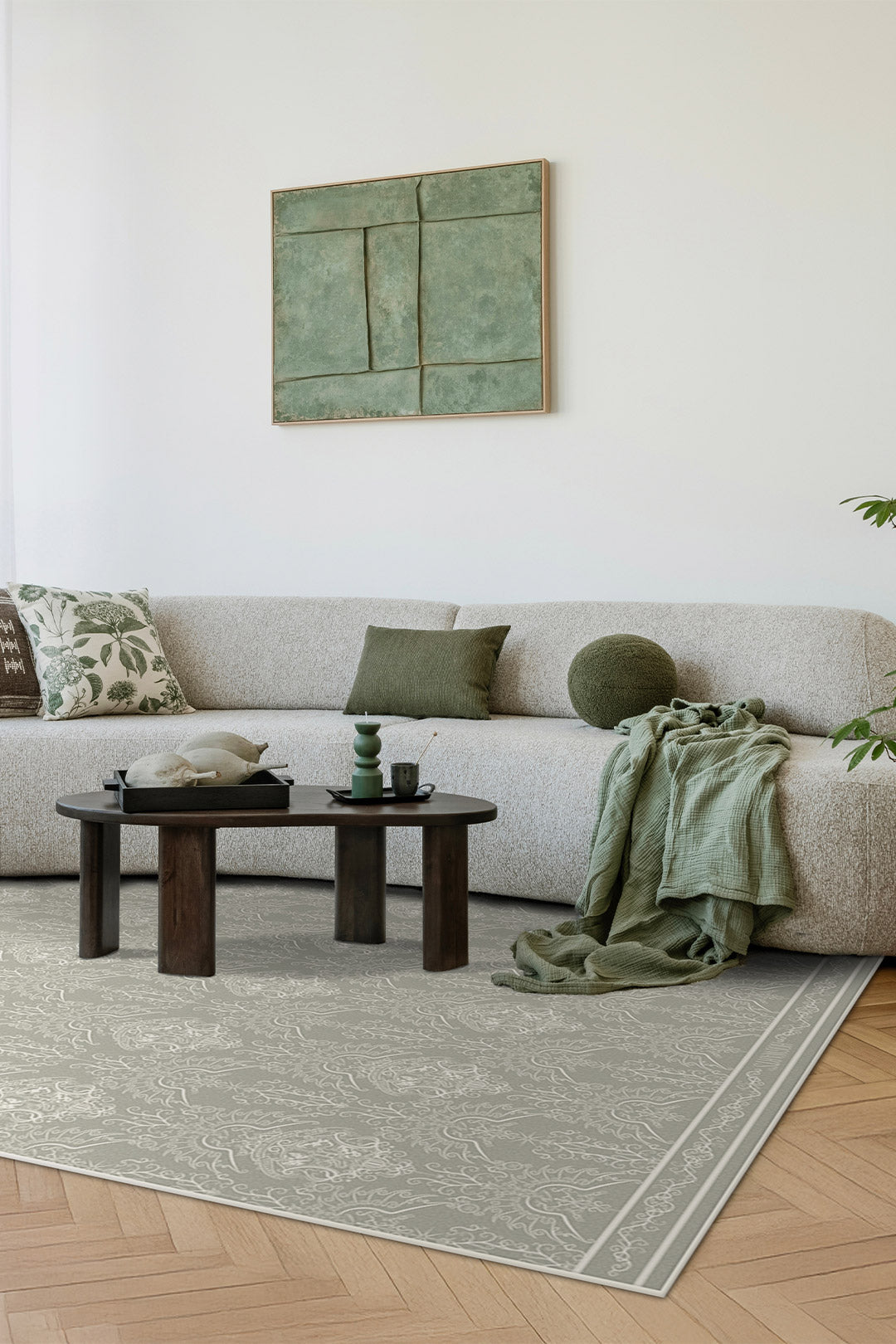 teppana-harry-potter-damast-taupe-teppich-waschbarer-kinder-teppich-beige-grau image 4