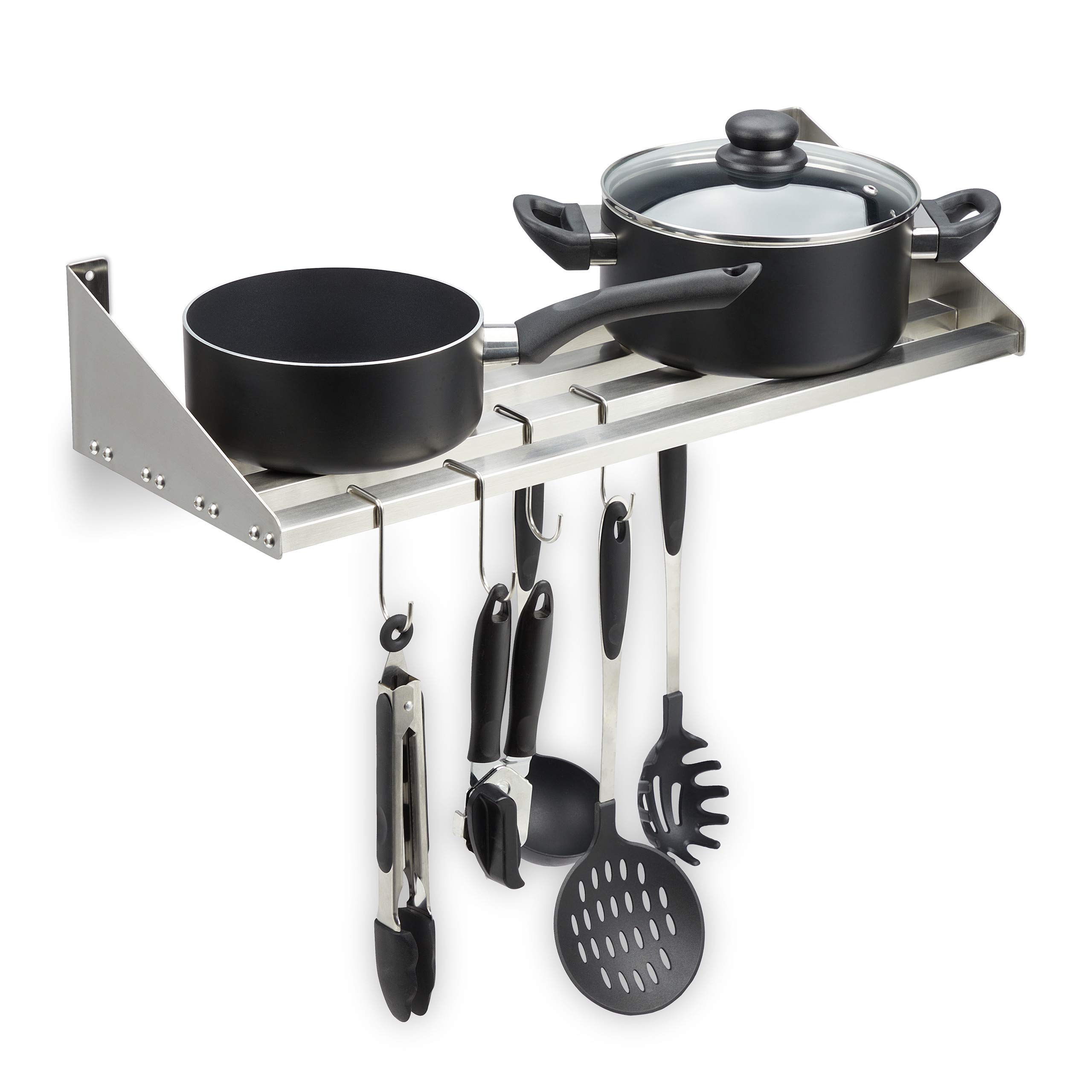 relaxdays-wandregal-edelstahl-6-haken-24-cm-tief-silber image 1