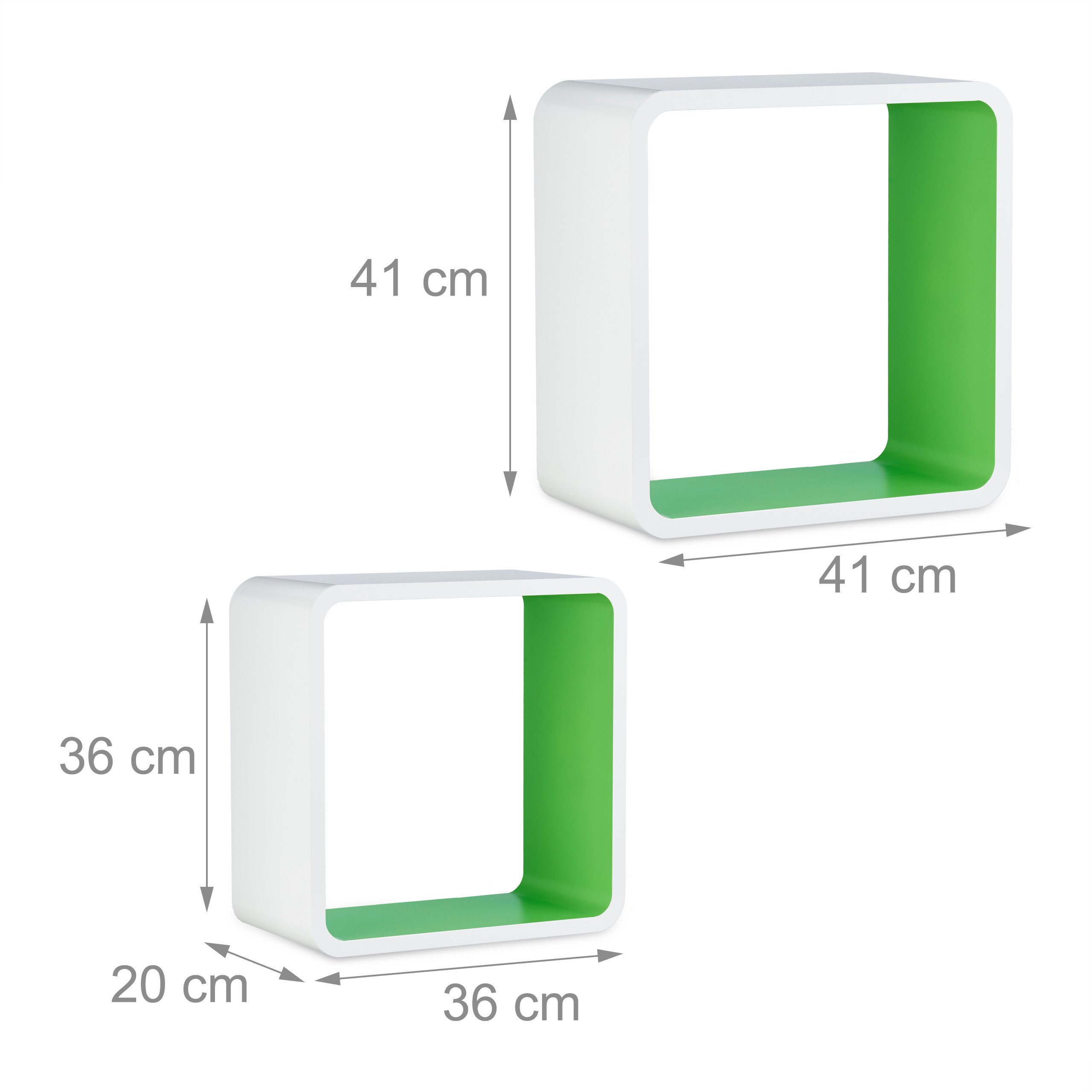 relaxdays-wandregal-cube-4er-set-mdf-wei-gr-n-quadratisch image 4