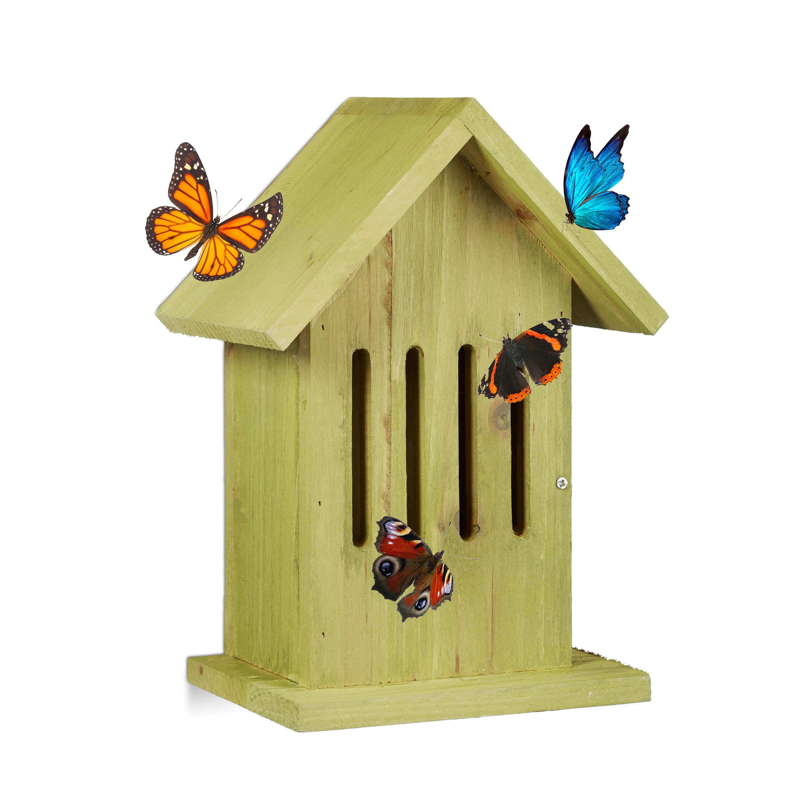 relaxdays-schmetterlingshaus-h-ngend-gr-n-insektenhotel-25-5x18-5x12-cm image 1