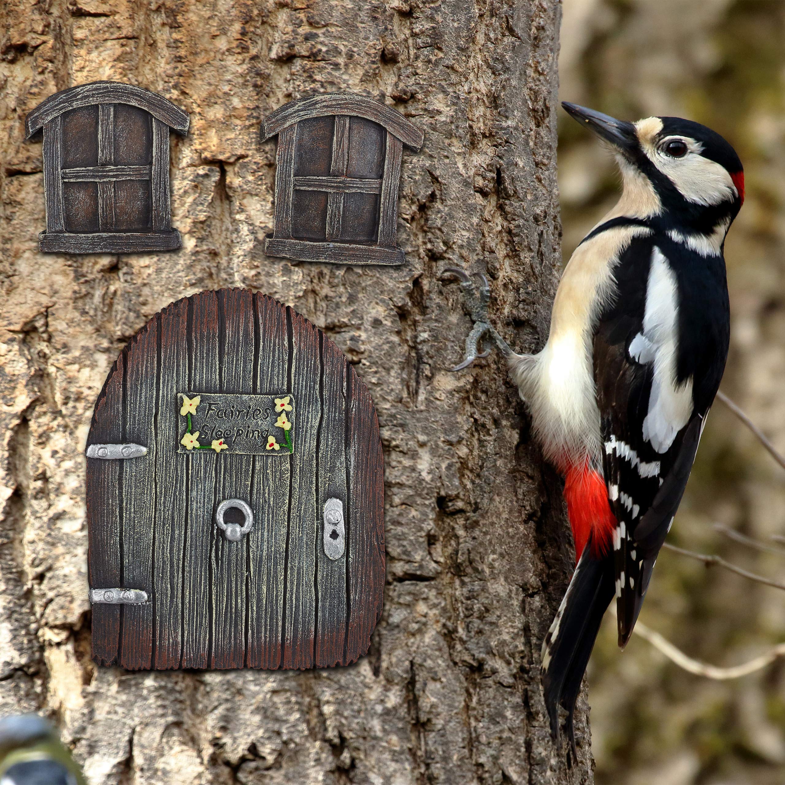 relaxdays-feent-r-garten-3-teilig-fairy-door-braun-wetterfest image 5
