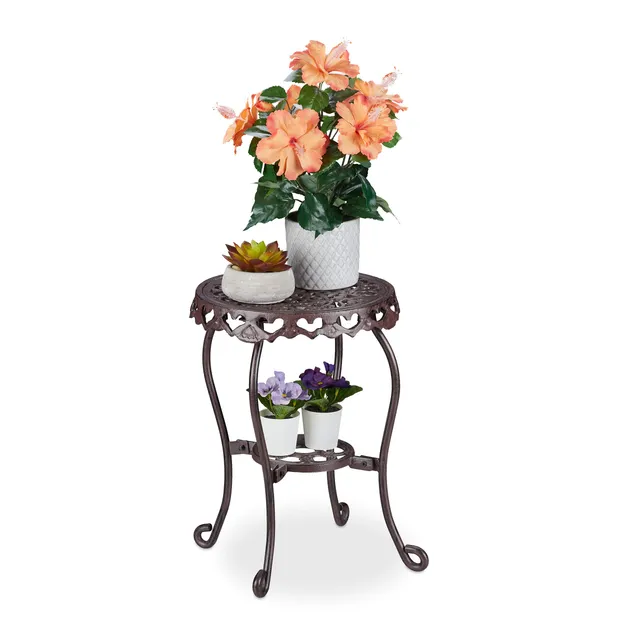 relaxdays-blumenhocker-gusseisen-rund-antik-braun-41-x-36-5-cm image 1