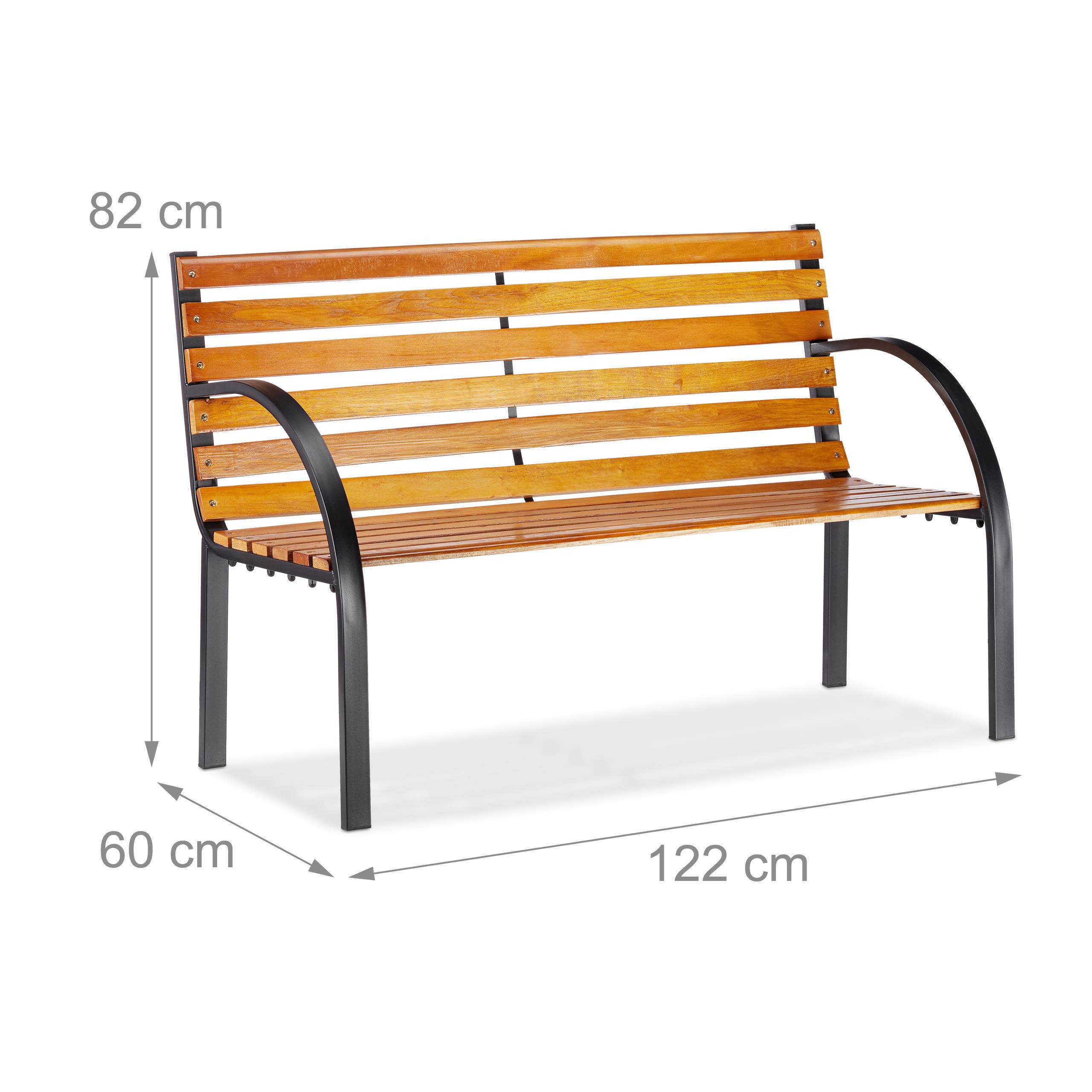 relaxdays-gartenbank-metall-holz-122-cm-natur-2-sitzer image 5
