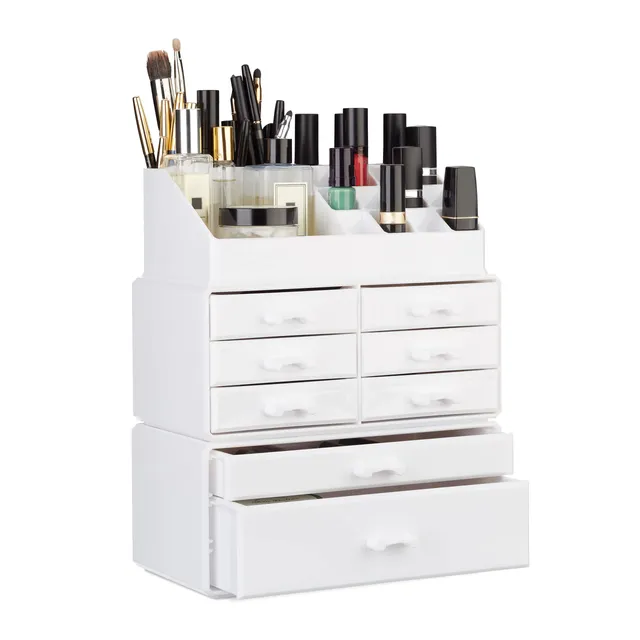 relaxdays-make-up-organizer-stapelbar-mit-8-schubladen-kosmetikregal-30-x-24-x-1 image 1