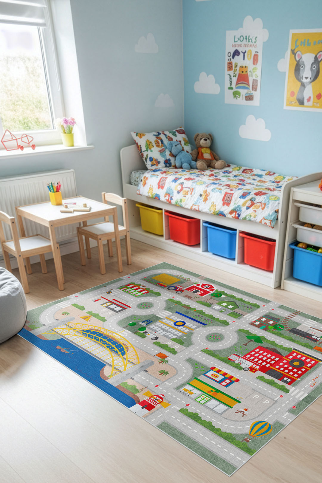 teppana-spielteppich-stra-en-bunt-waschbar image 8