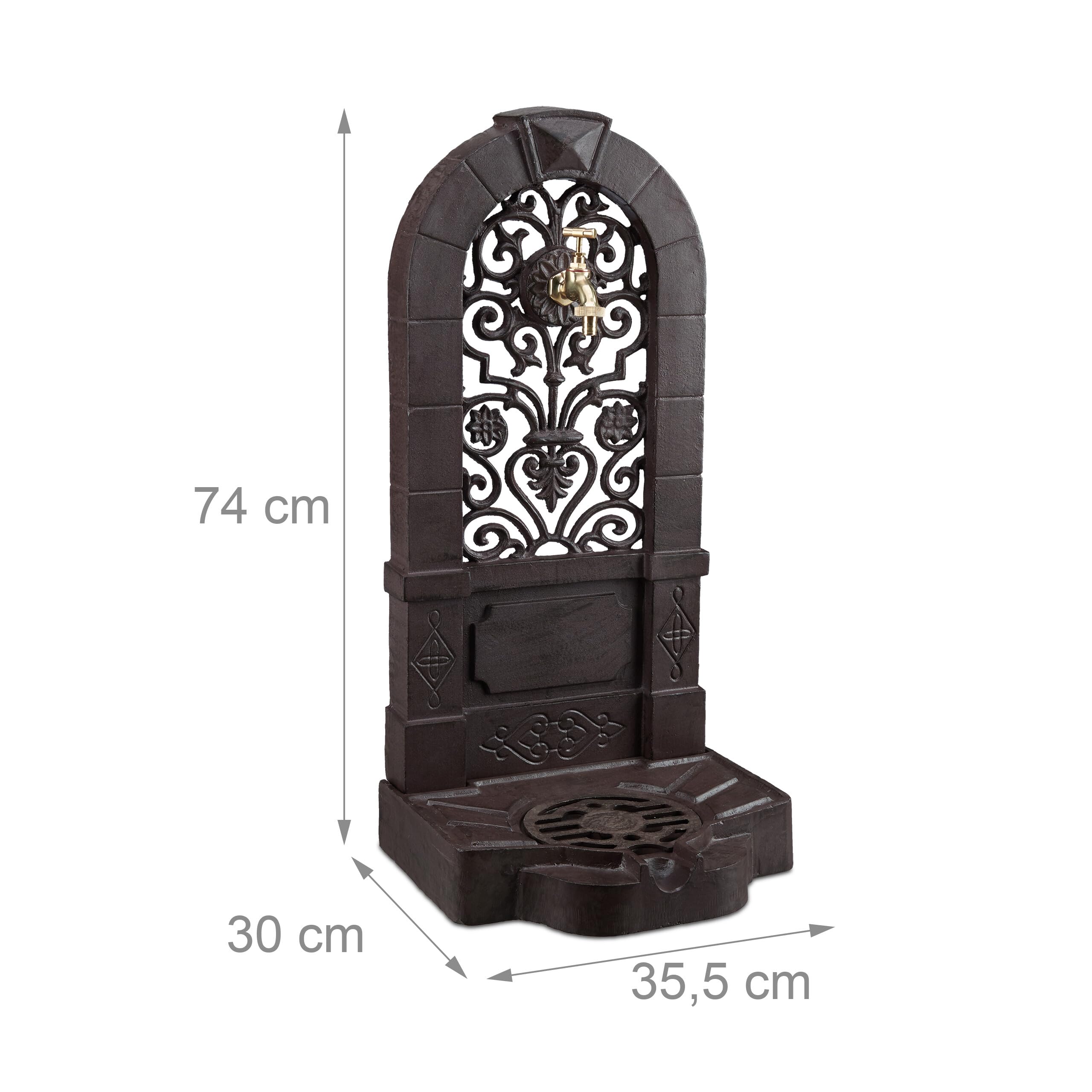 relaxdays-standbrunnen-antik-stil-aluminium-guss-74-x-36-x-30-cm-braun image 4