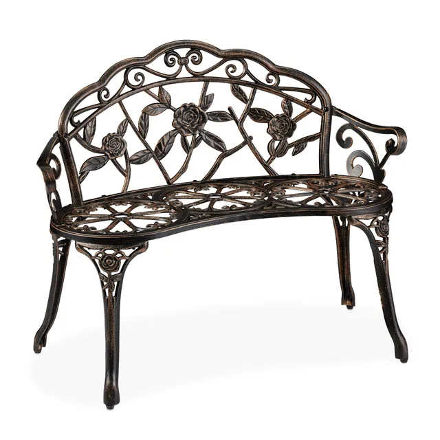 relaxdays-gartenbank-2-sitzer-78x99x52-cm-bronze-braun image 1