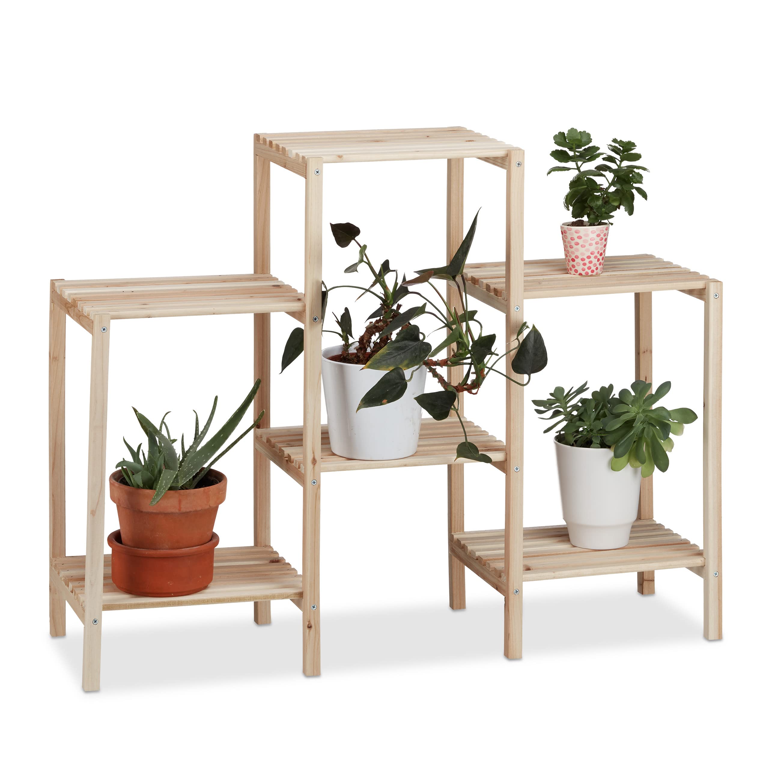 relaxdays-pflanzenregal-holz-natur-blumenregal-70-x-89-x-27-cm-massiv image 1