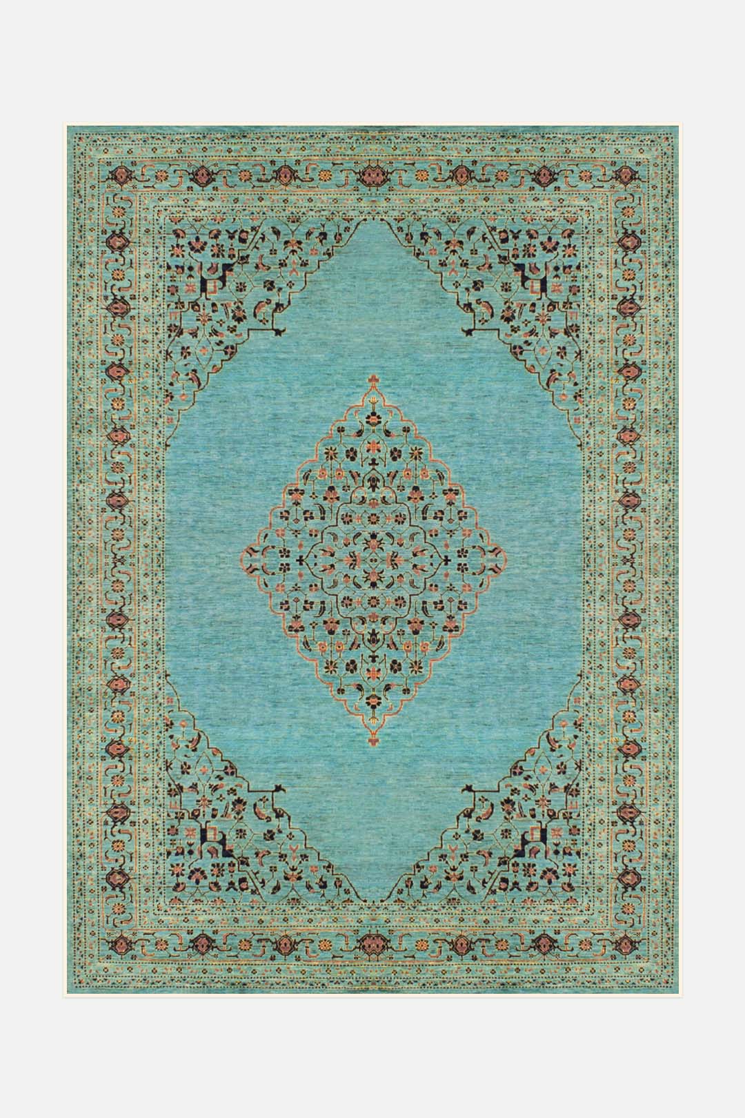 teppana-minu-moldavit-teppich-waschbarer-teppich-gr-n-klassisch image 1