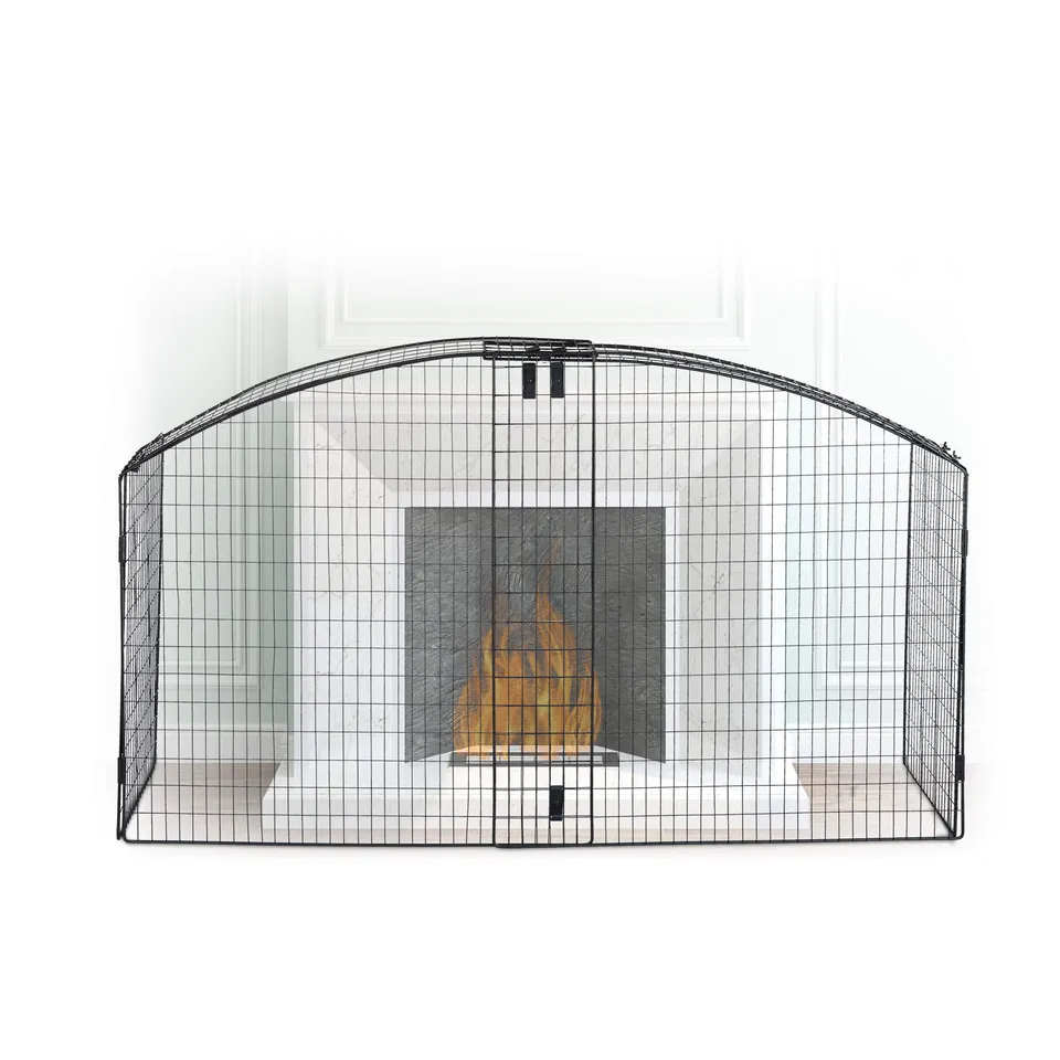 relaxdays-kaminschutzgitter-rund-metall-schwarz-absperrgitter-max-160-cm-breit image 1