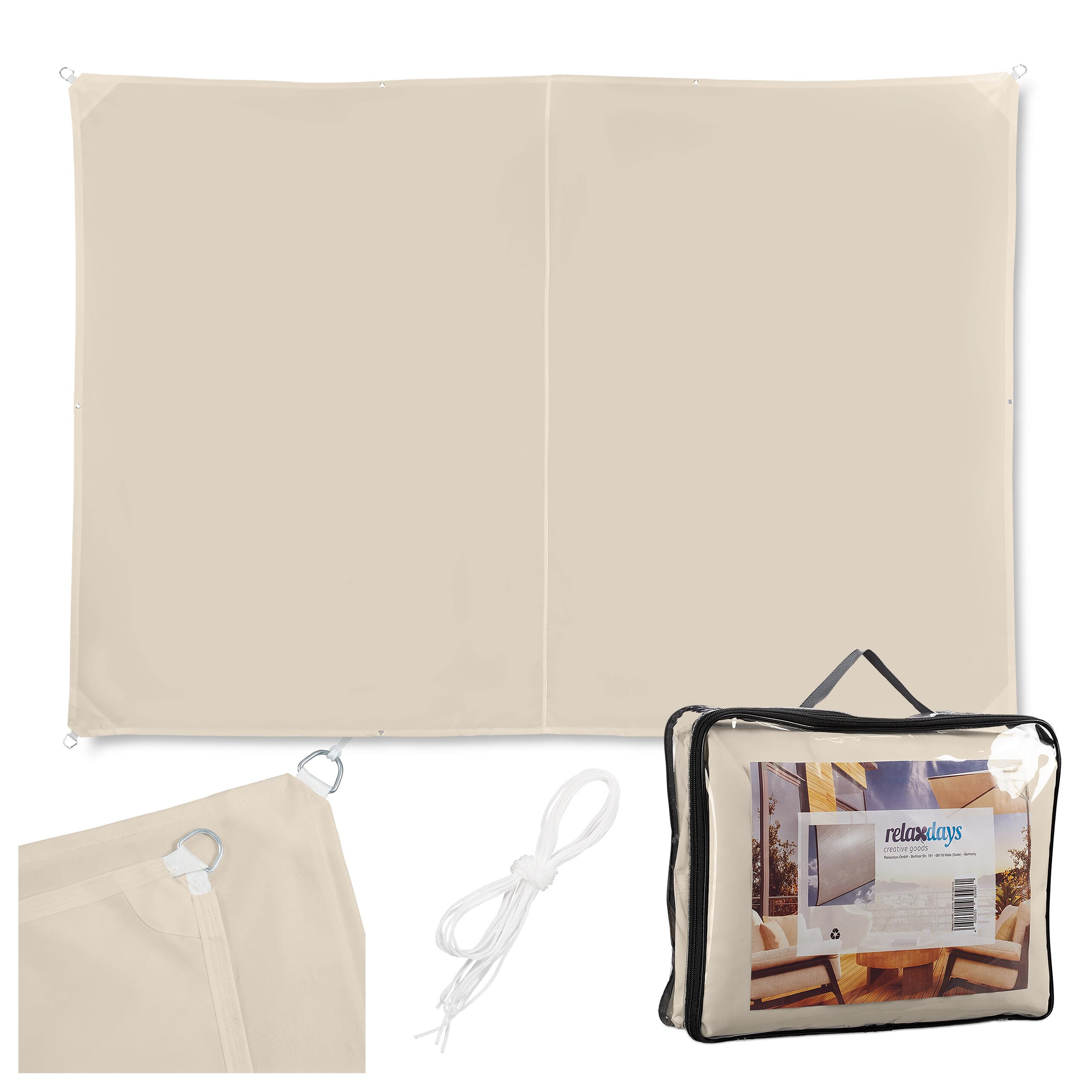relaxdays-sonnensegel-rechteckig-2-x-3-m-beige-wasserabweisend image 1