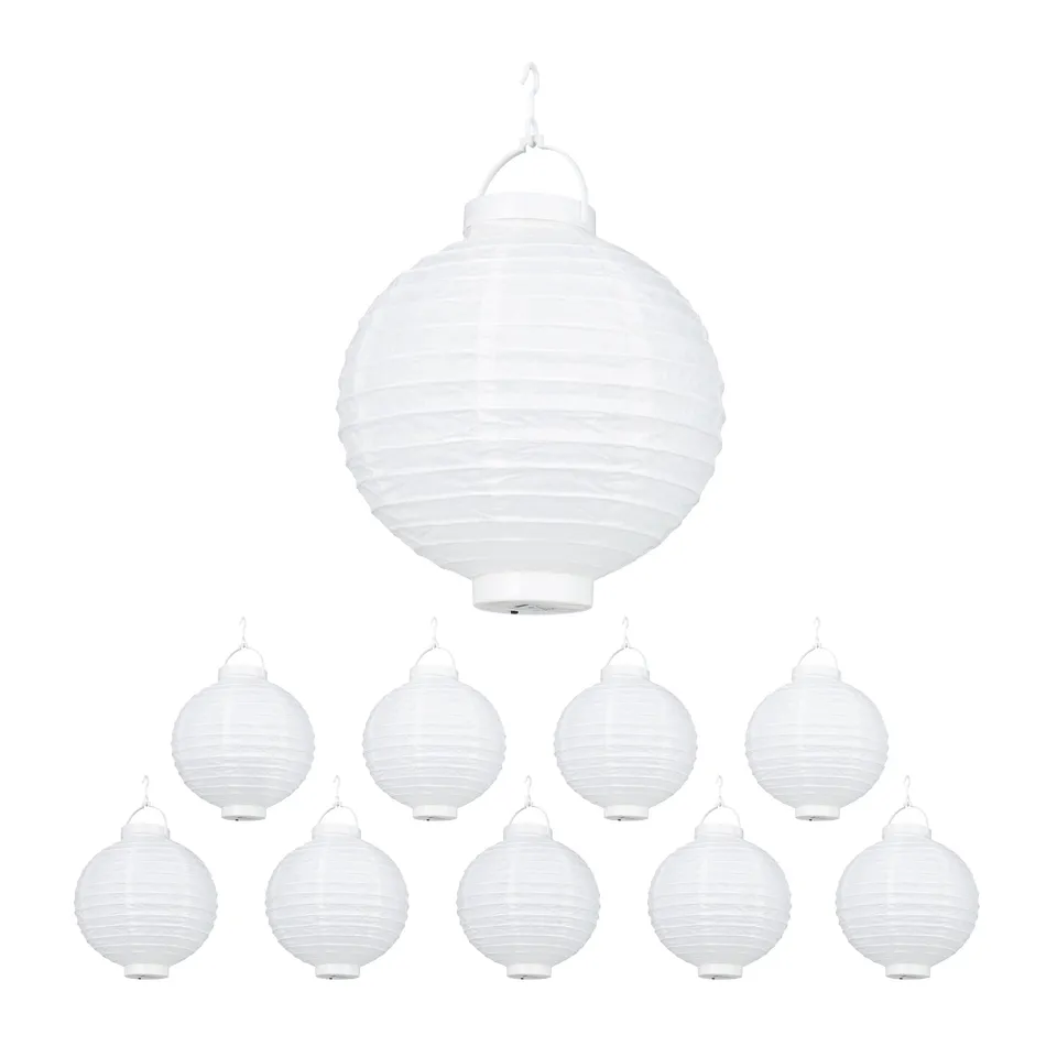 relaxdays-led-lampions-wei-10er-set-papierlaterne-20-cm image 1