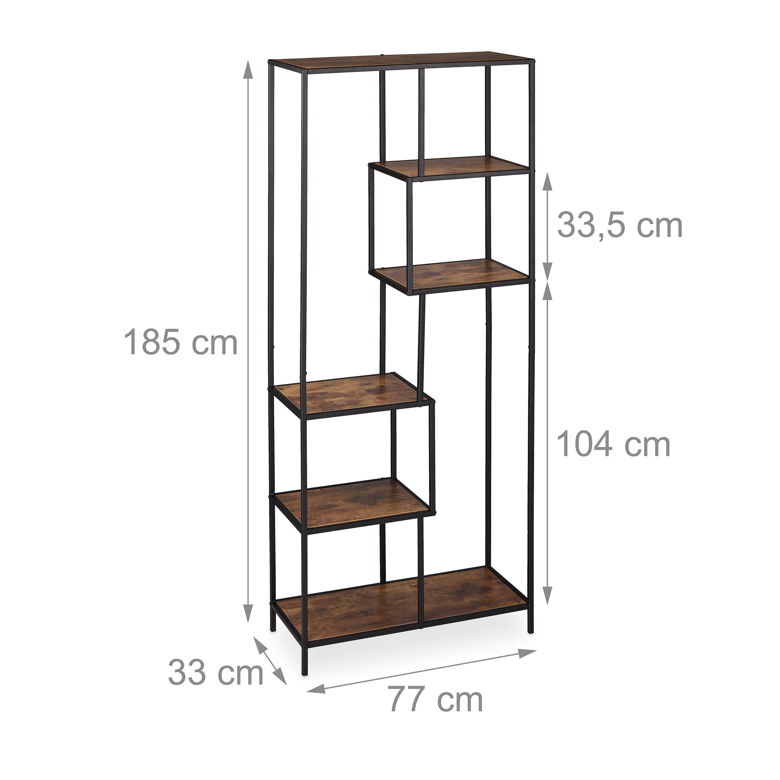 relaxdays-standregal-vintage-offenes-regal-185-x-77-x-33-cm-braun-schwarz image 3