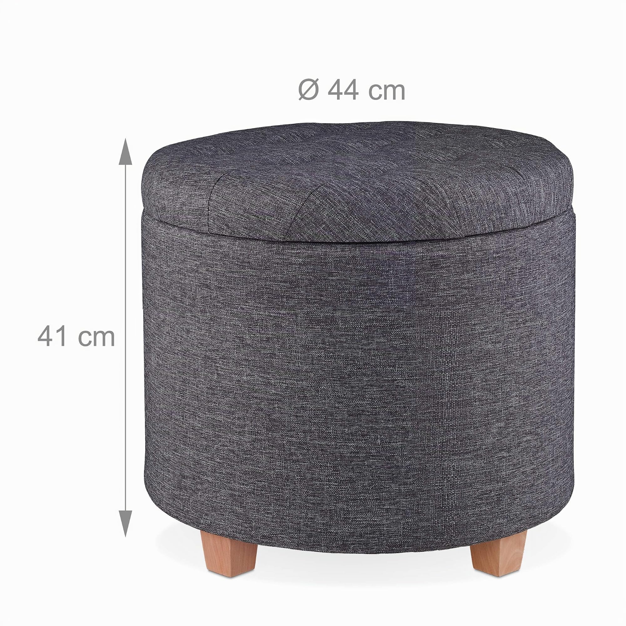 relaxdays-sitzhocker-rund-mit-stauraum-dunkelgrau-41-x-44-cm-40-l image 3