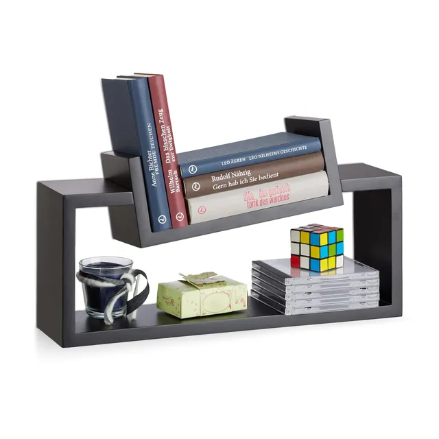 relaxdays-wandregal-2er-set-u-form-schwarz-50-cm-wandboard-holz image 1