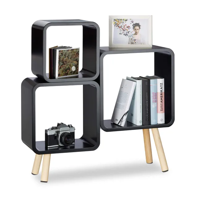 relaxdays-regalsystem-cube-retro-mit-4-beinen-schwarz-70x67x20-cm image 1