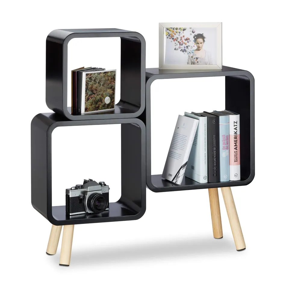 relaxdays-regalsystem-cube-retro-mit-4-beinen-schwarz-70x67x20-cm image 1