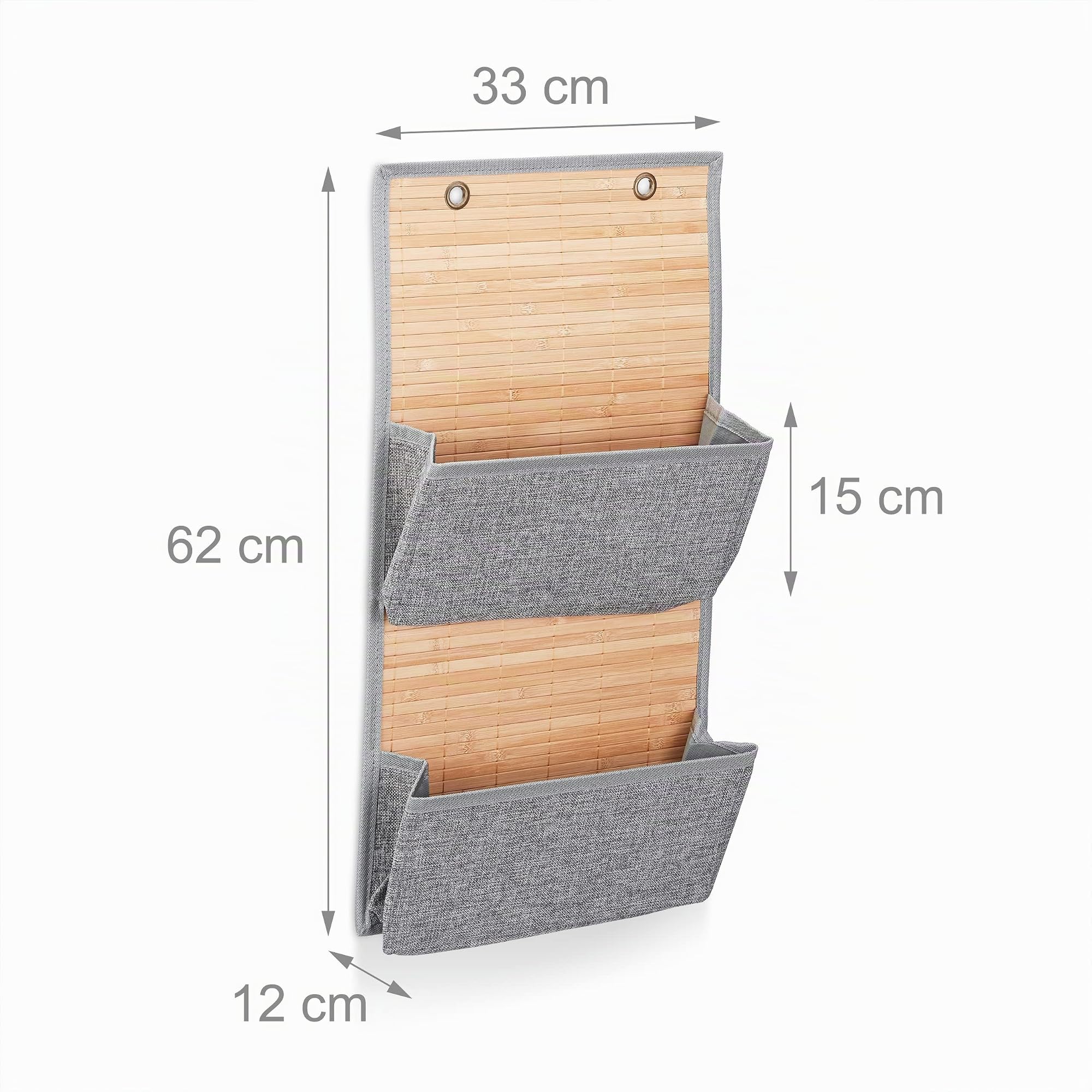 relaxdays-h-ngeaufbewahrung-t-rorganizer-2-f-cher-bambus-grau-62-cm image 3